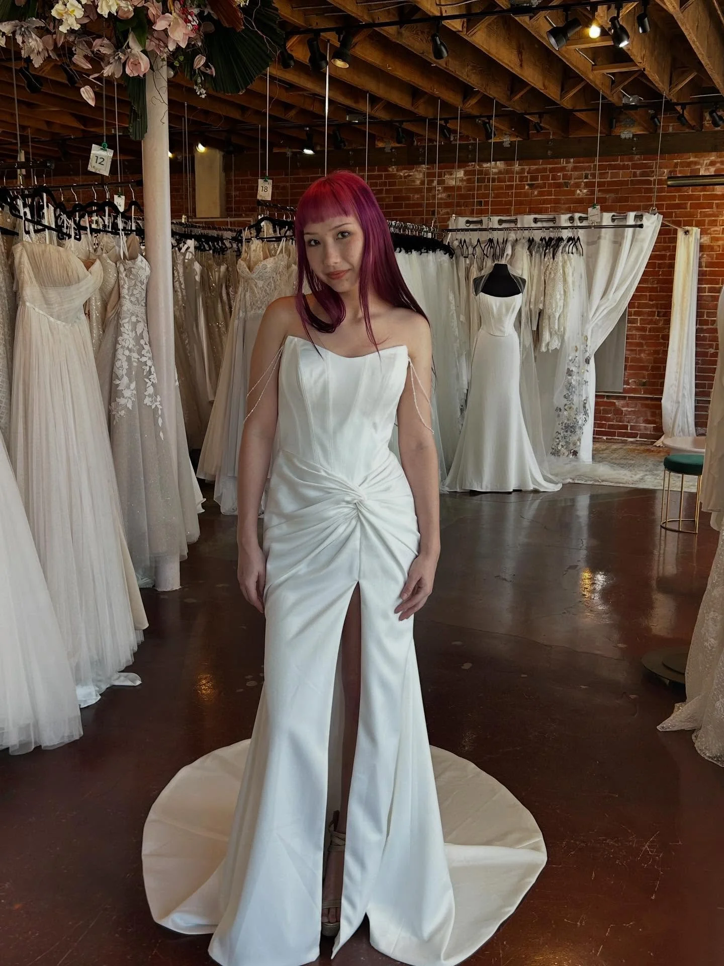 New dress accessory unlocked 🔓 one of our own here at ECG started making these beaded straps that add an extra pop of glam to the gown! They are now available for purchasing, so when you stop by make sure to ask about them!