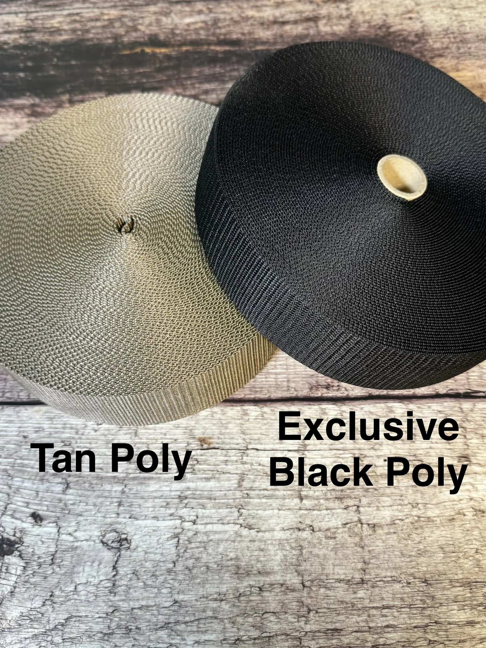 Tan and black poly backing options.