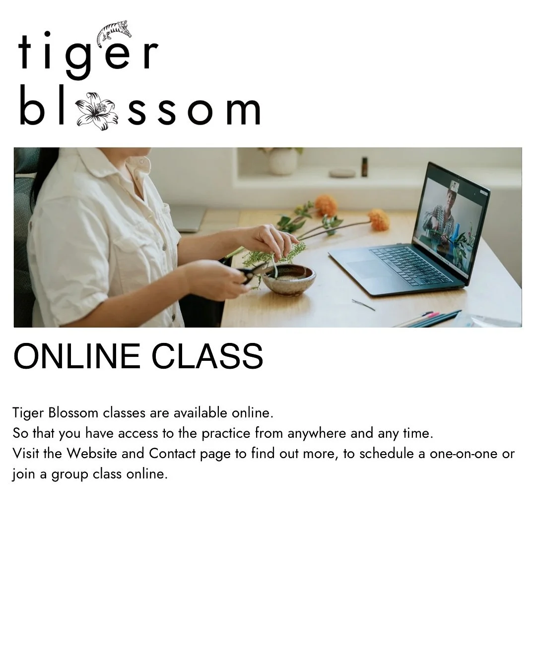 The 2 arrangements shared are from an online Tiger Blossom Membership class.

This is a practice created to support you and your journey through life in the everyday. It&rsquo;s easy to loose ourselves along the way. Tiger Blossom is a journey home t