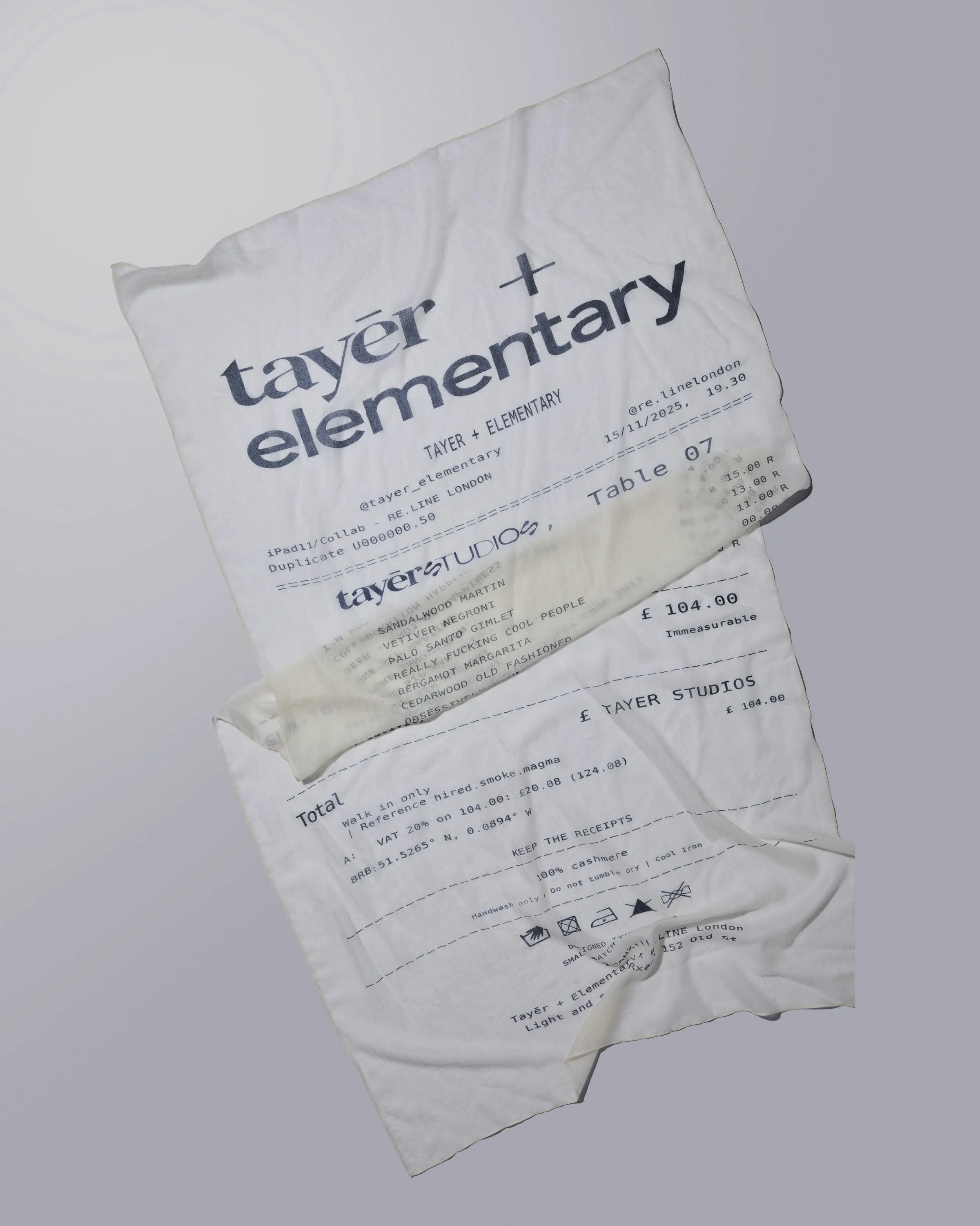 WHITE CASHMERE RECEIPT SCARF