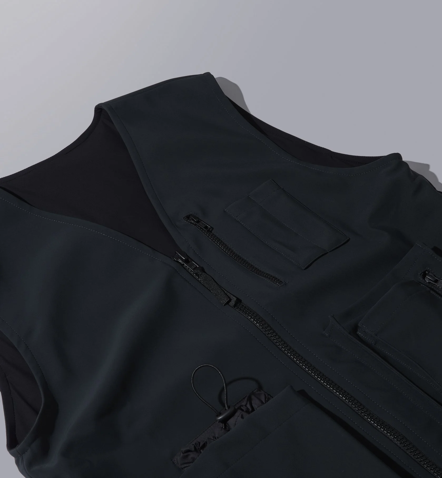 BLACK UTILITY GILET BESPOKE POCKETS