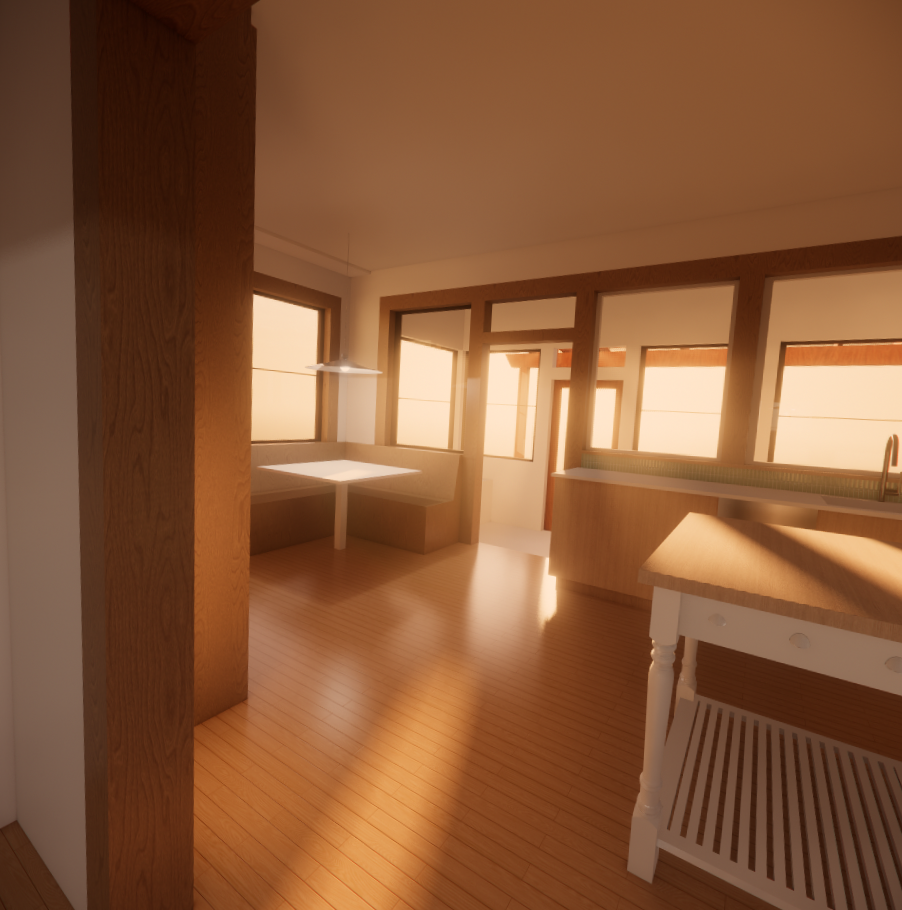 The dining nook in the kitchen in the ideal spot to enjoy a cup of coffee