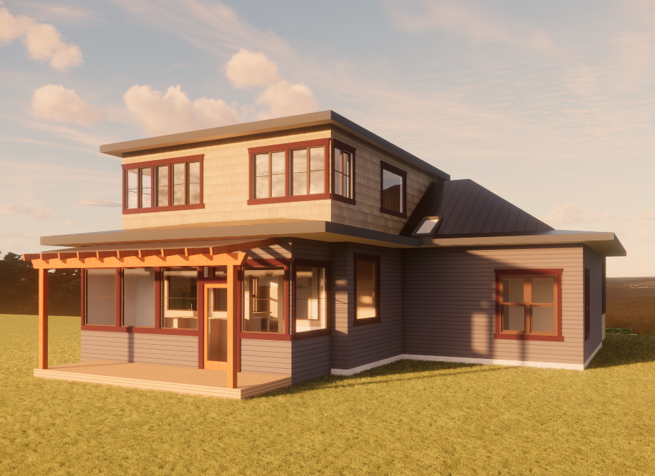 The glass-clad mud room lets light into the kitchen