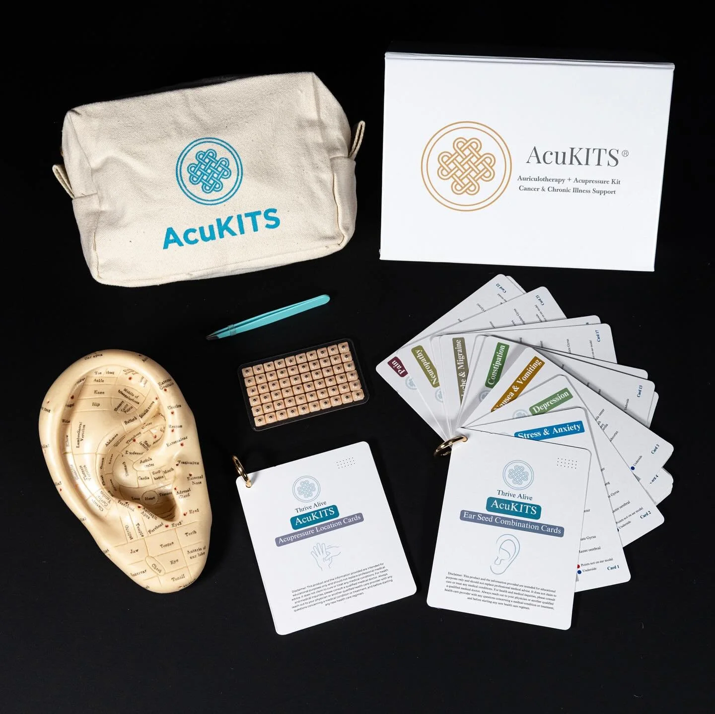 AcuKITS&trade; - Natural relief from cancer therapy side effects, rooted in Traditional Chinese Medicine and backed by science. 

Offering a gentle approach to help alleviate common side effects of cancer treatment. These convenient, at-home kits com
