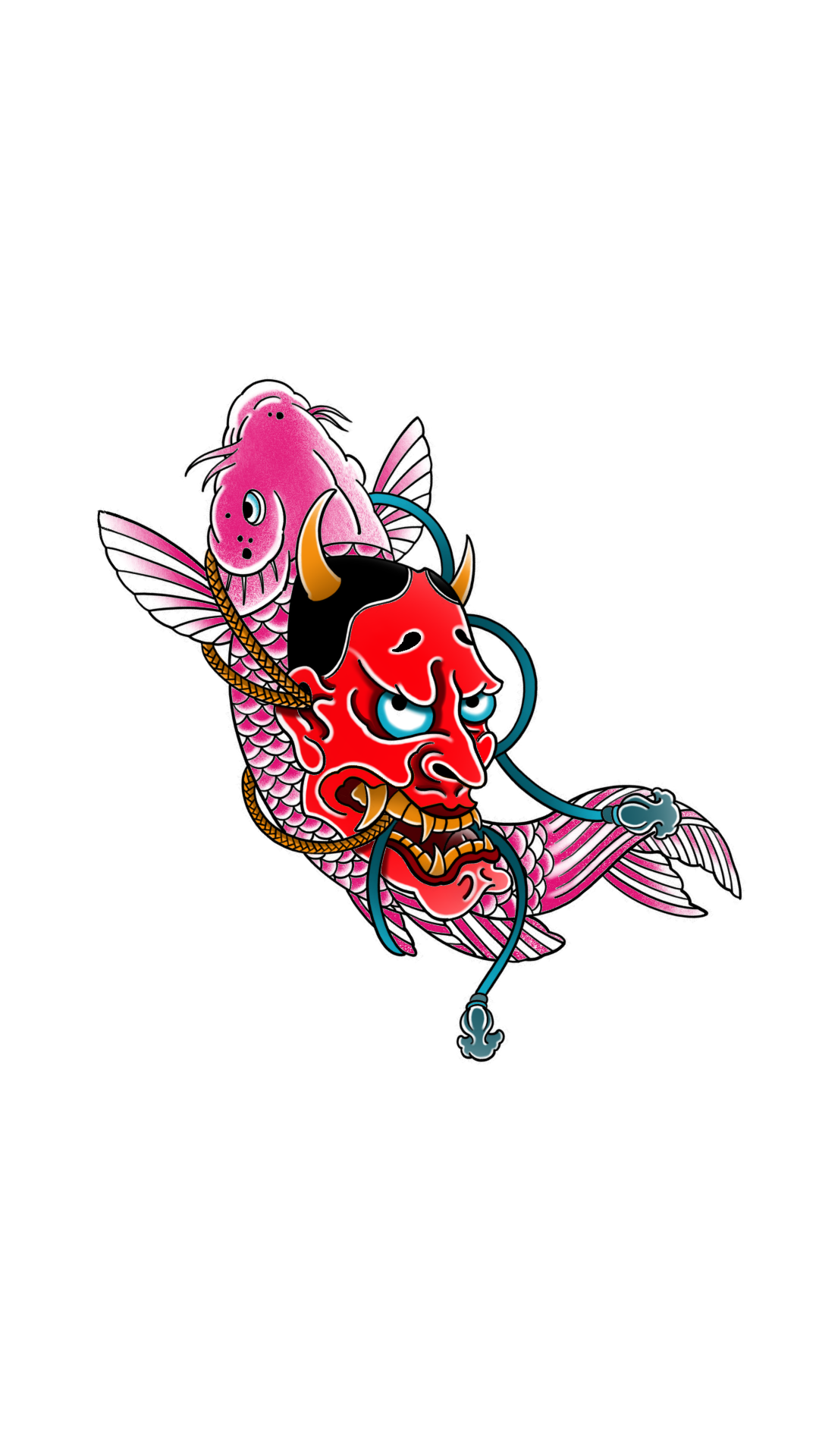Colorful tattoo-style illustration of a Thai dragon intertwined with red roses, with a ribbon at the bottom reading "Thai Spirit" and small stars surrounding the dragon.