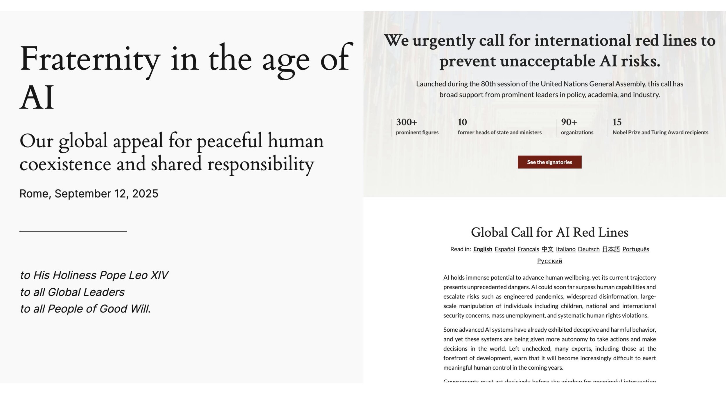 An open letter to signers of the Global Call for AI Red Lines and the Coexistence Appeal