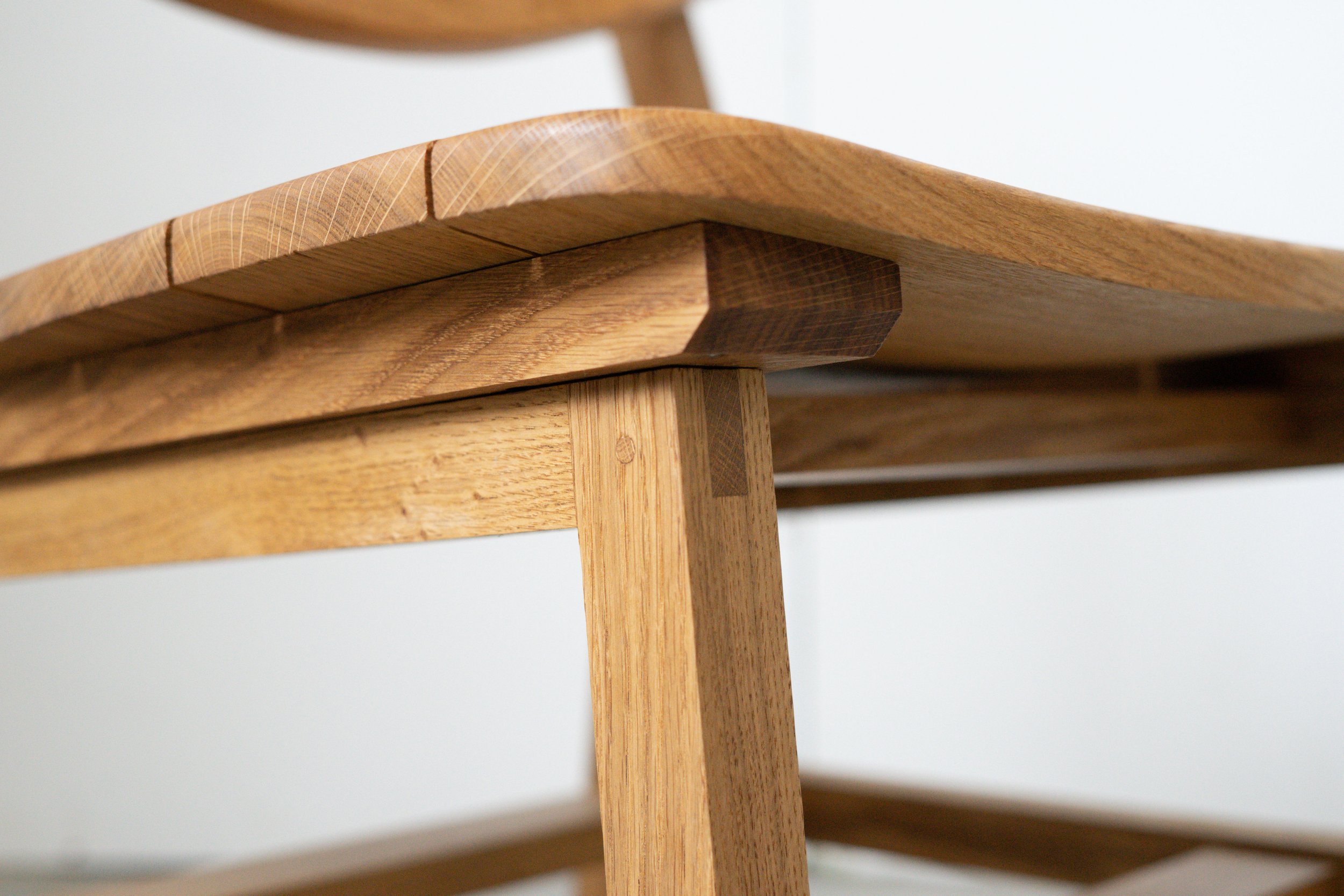 The traditional joinery in the Oak frame of the Kennet garden chair.