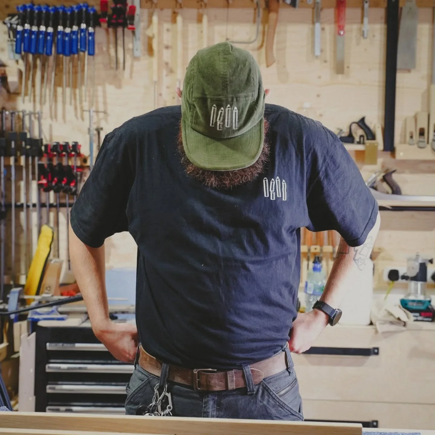 Finally sorted some new workwear out. 

@birdshoes made this design for me as a tattoo a couple of years ago now, and we thought it would work well as a logo too. It's a mashup of his design altered to the carpenter's pencils I like to use, with a bi