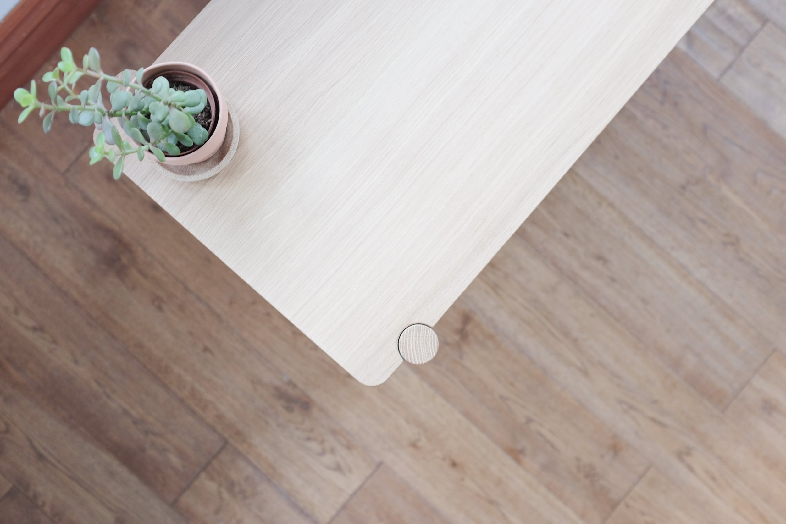 Plant on top of solid oak bedside drawers.