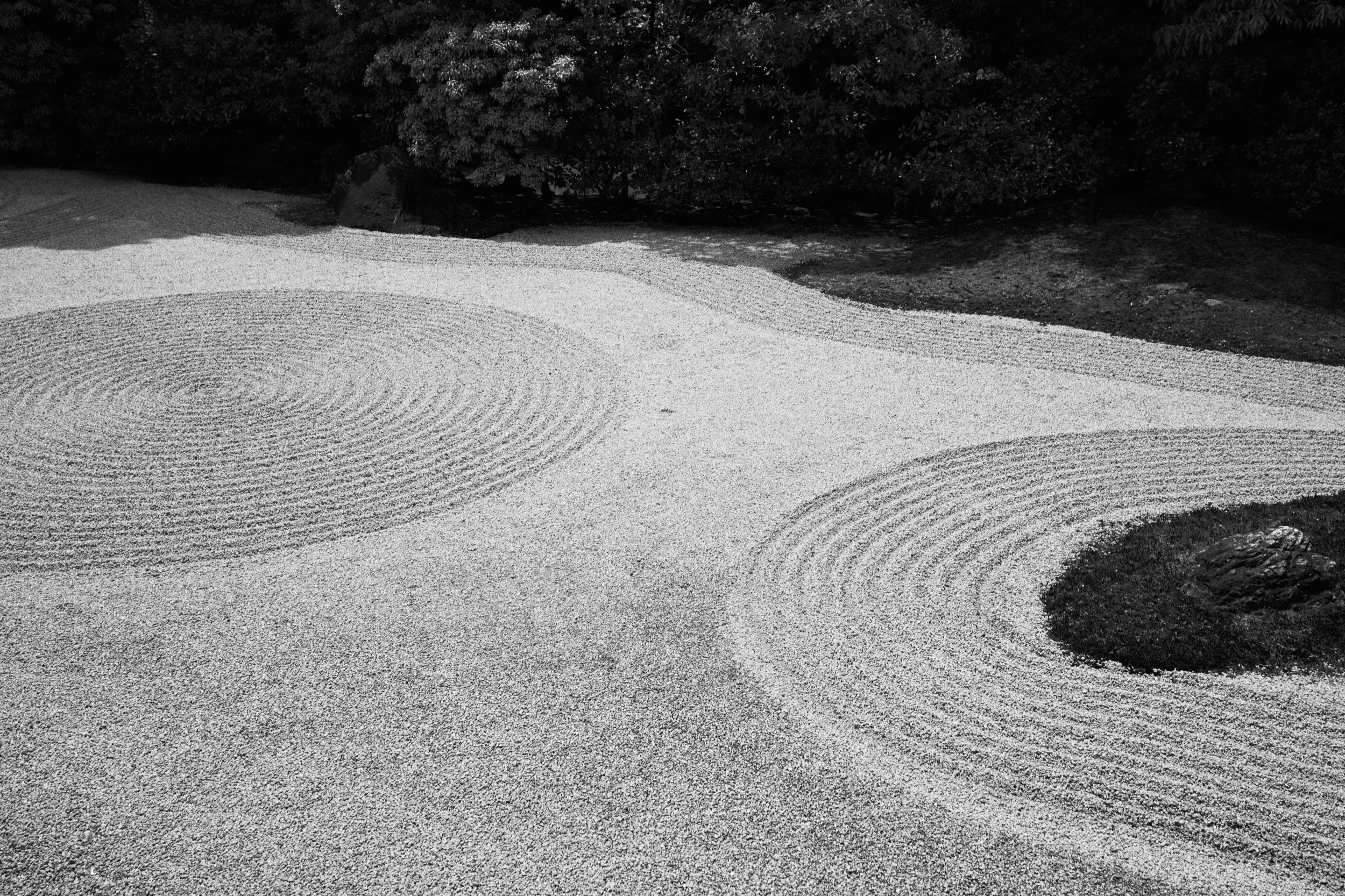 Raked gravel in the gardens of Kennin-ji. Kyoto.