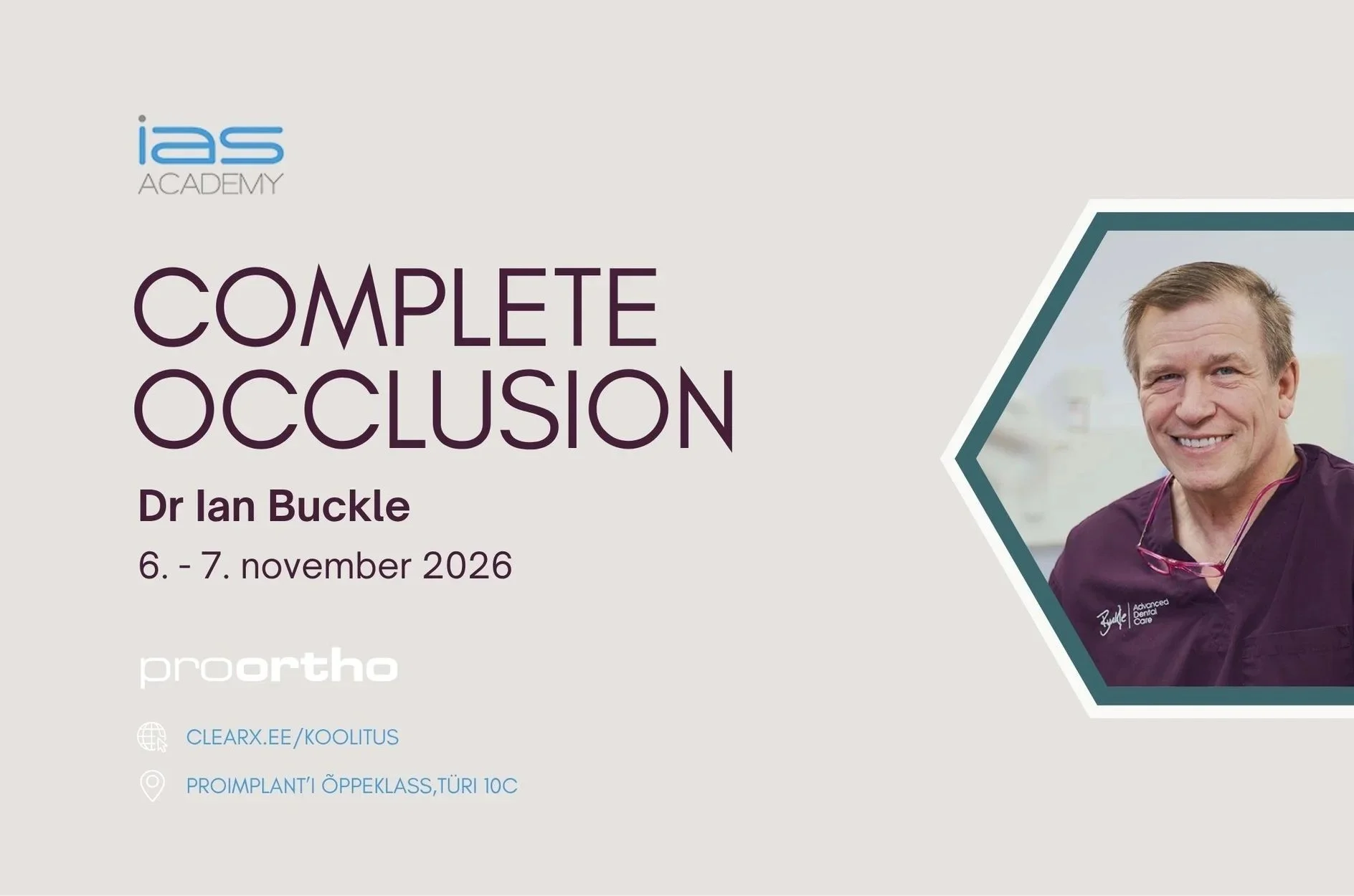 OOTELIST - COMPLETE OCCLUSION 2-päevane koolitus - Dr Ian Buckle
