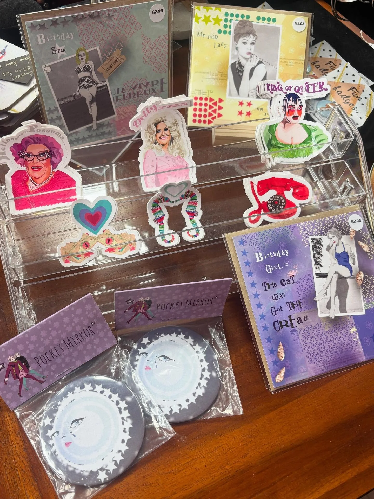 Did you know @fancypantsrodgersillustration does more than just fabulous prints? We have her stickers, cards and pocket mirrors here too!