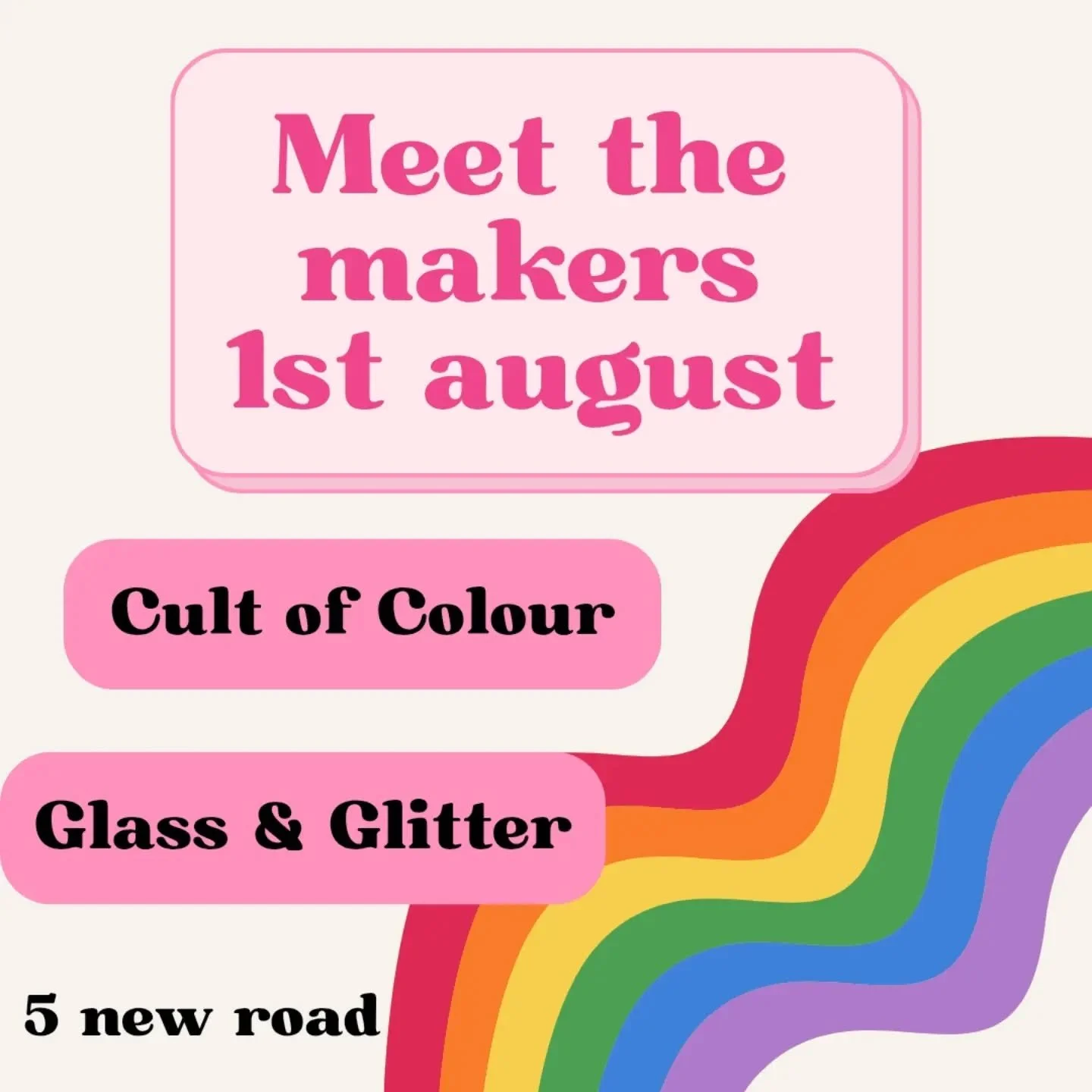 🌈This weekend we&rsquo;re celebrating community and creativity right outside our shop.
Two brilliant local makers @glass_and_glitter_uk  @cultofcolouruk will be joining us with a selection of their work! 
Come browse whilst soaking up the Pride atmo