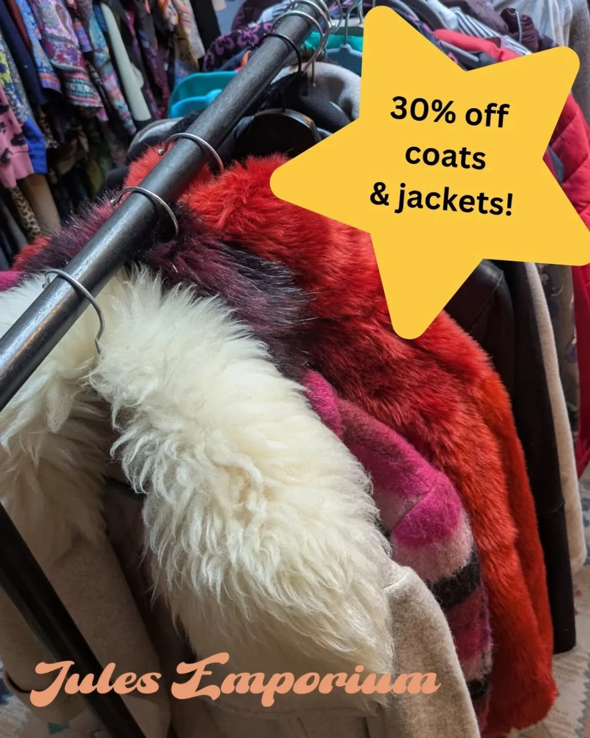 All this week we are offering 30% off marked price on selected coats and jackets in store!