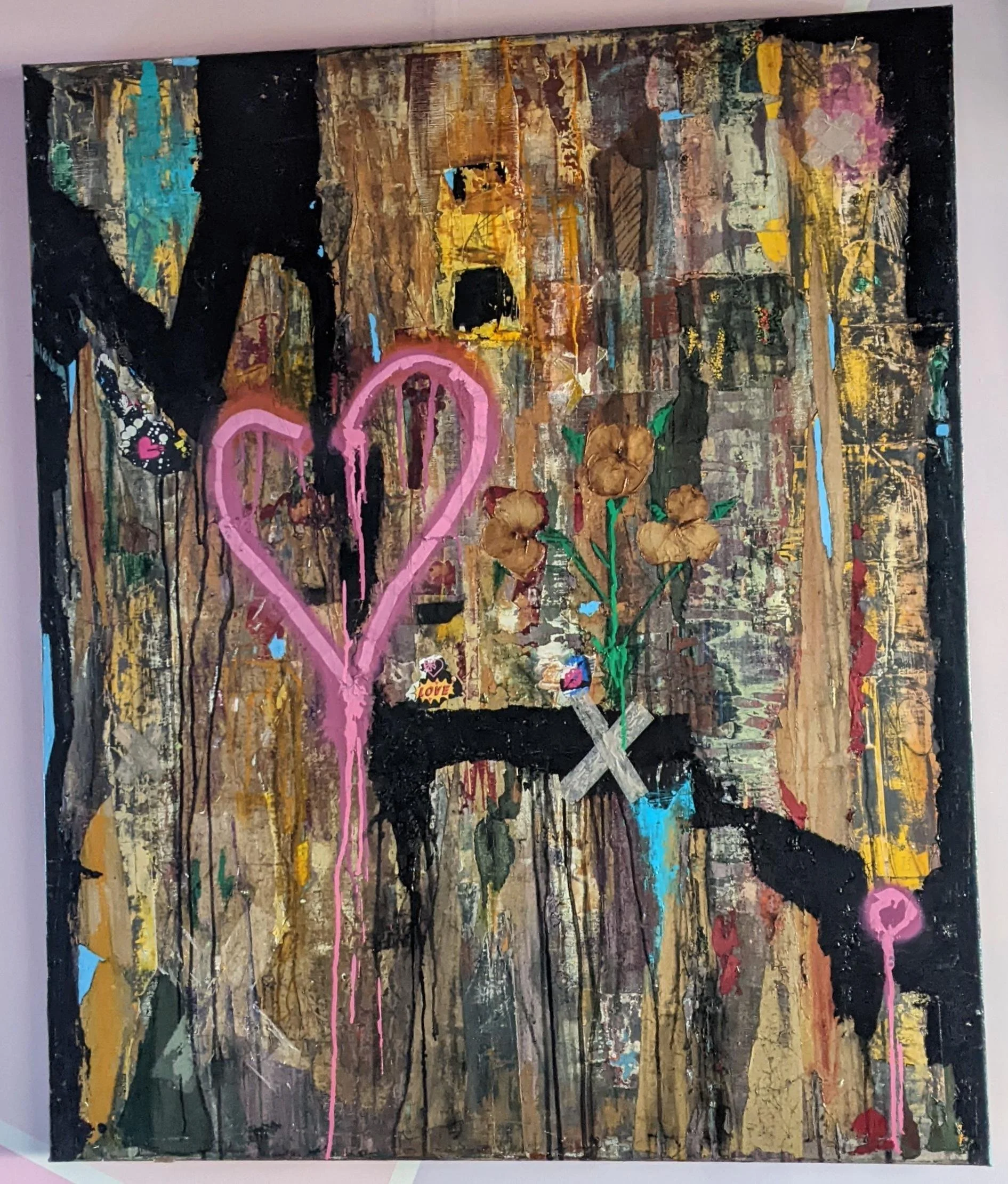 "Repulsed by love" mixed media canvas by artist Victoria Twitchin - £950.00