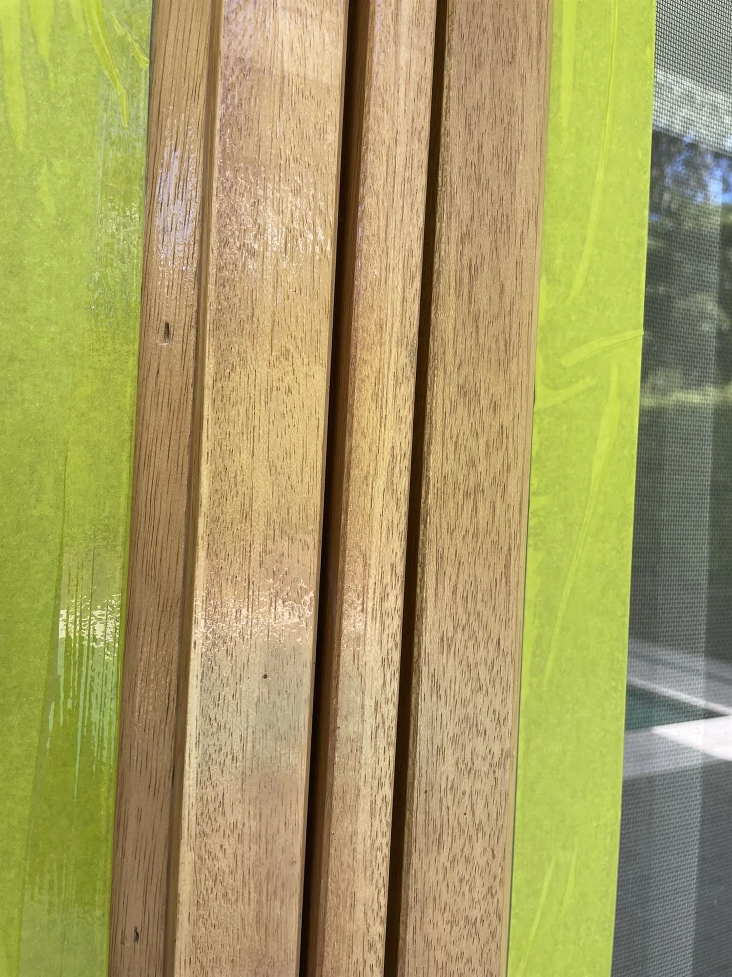 Timber window frame with a fresh clear satin coat