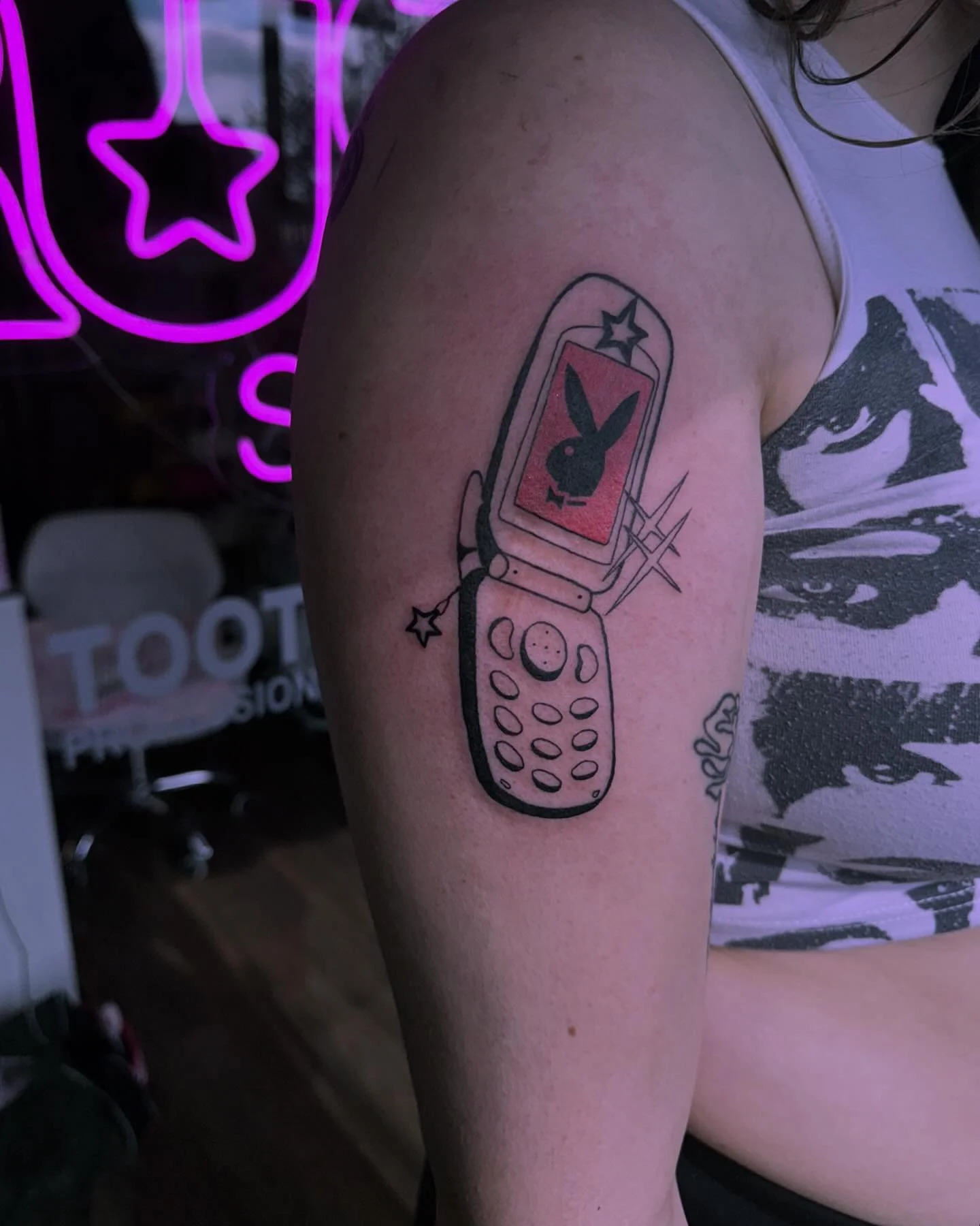 🐰 playboy bunny from old flash 🐰 i luvvvv doing y2k themed tattoos xo thank u @chloeznailbiz for being down to do it xo