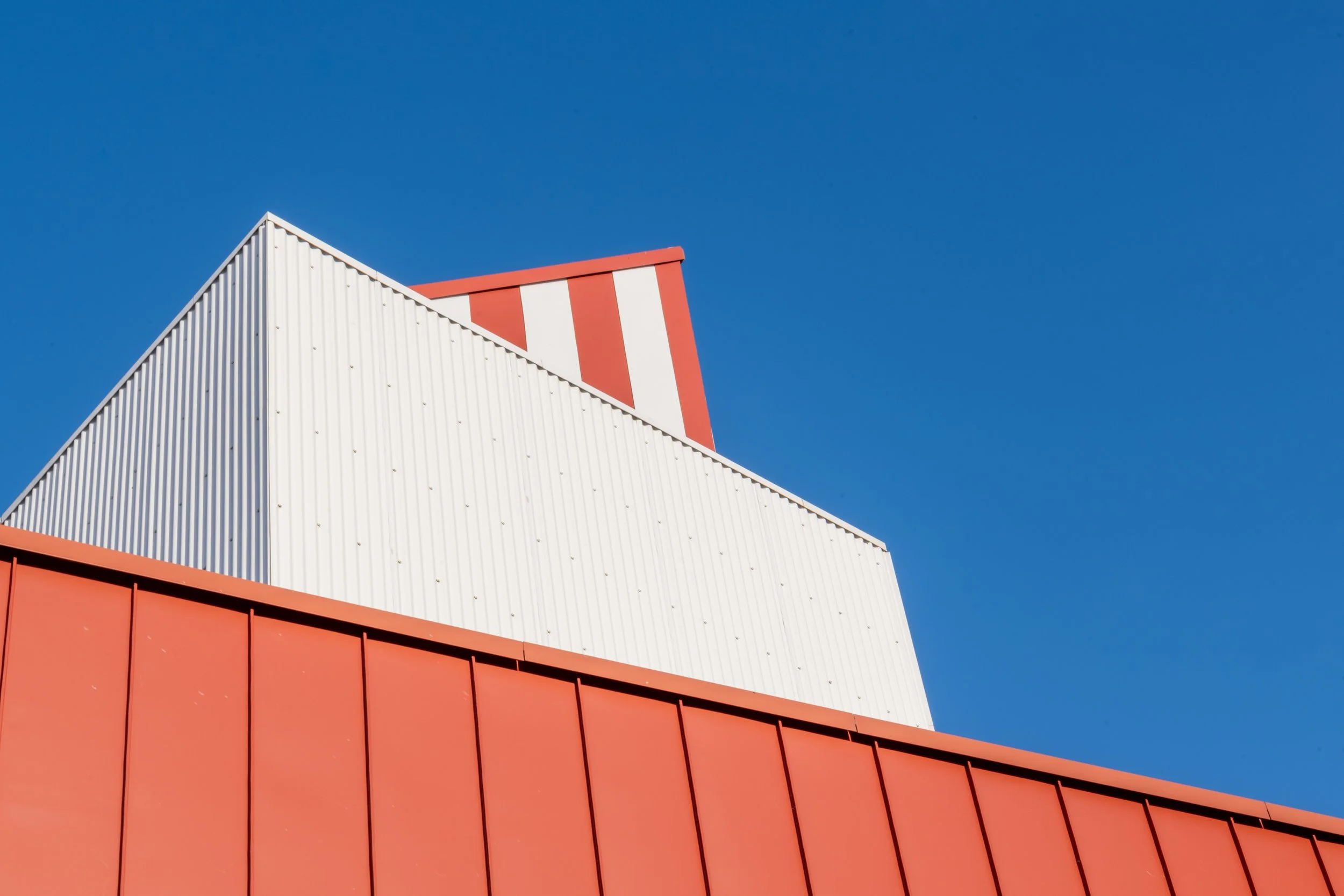 East Quay Watchet exterior view red and white facade details