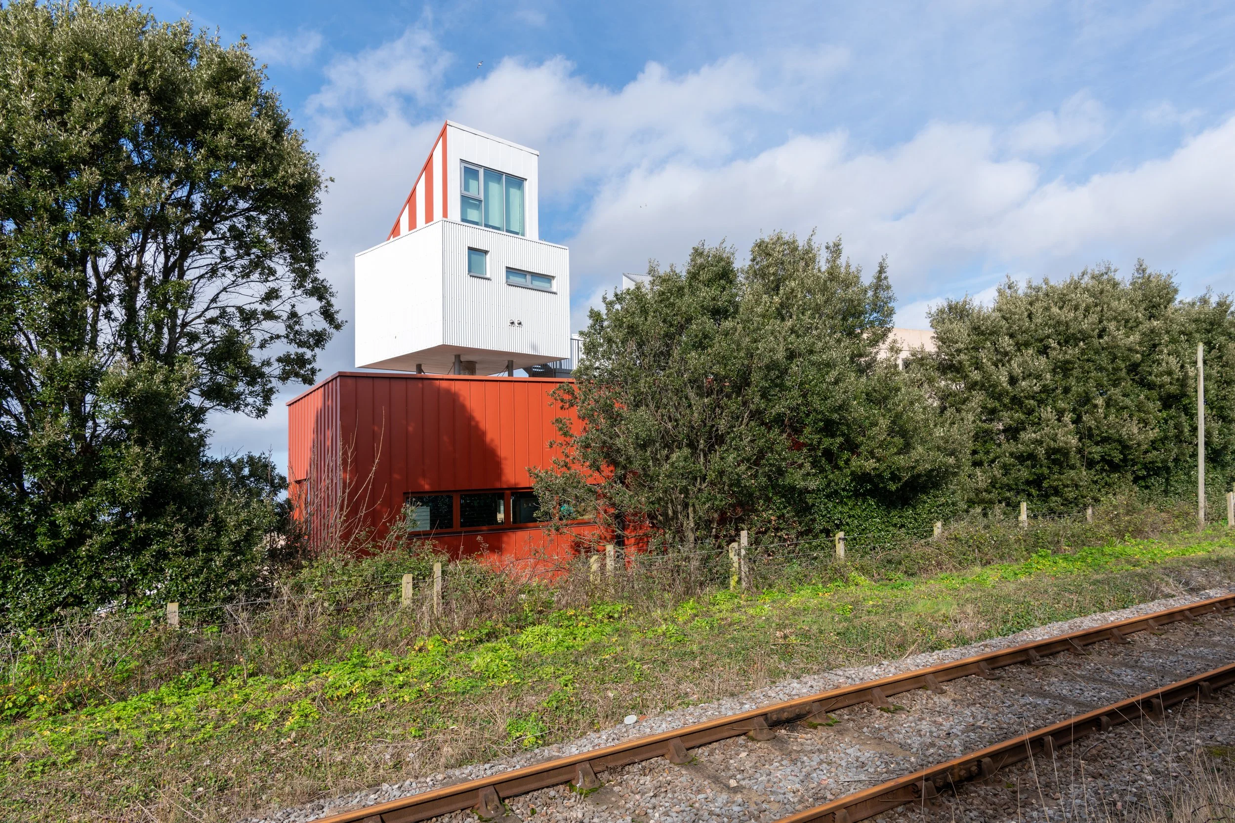 East Quay Watchet exterior view with railway line and landscape