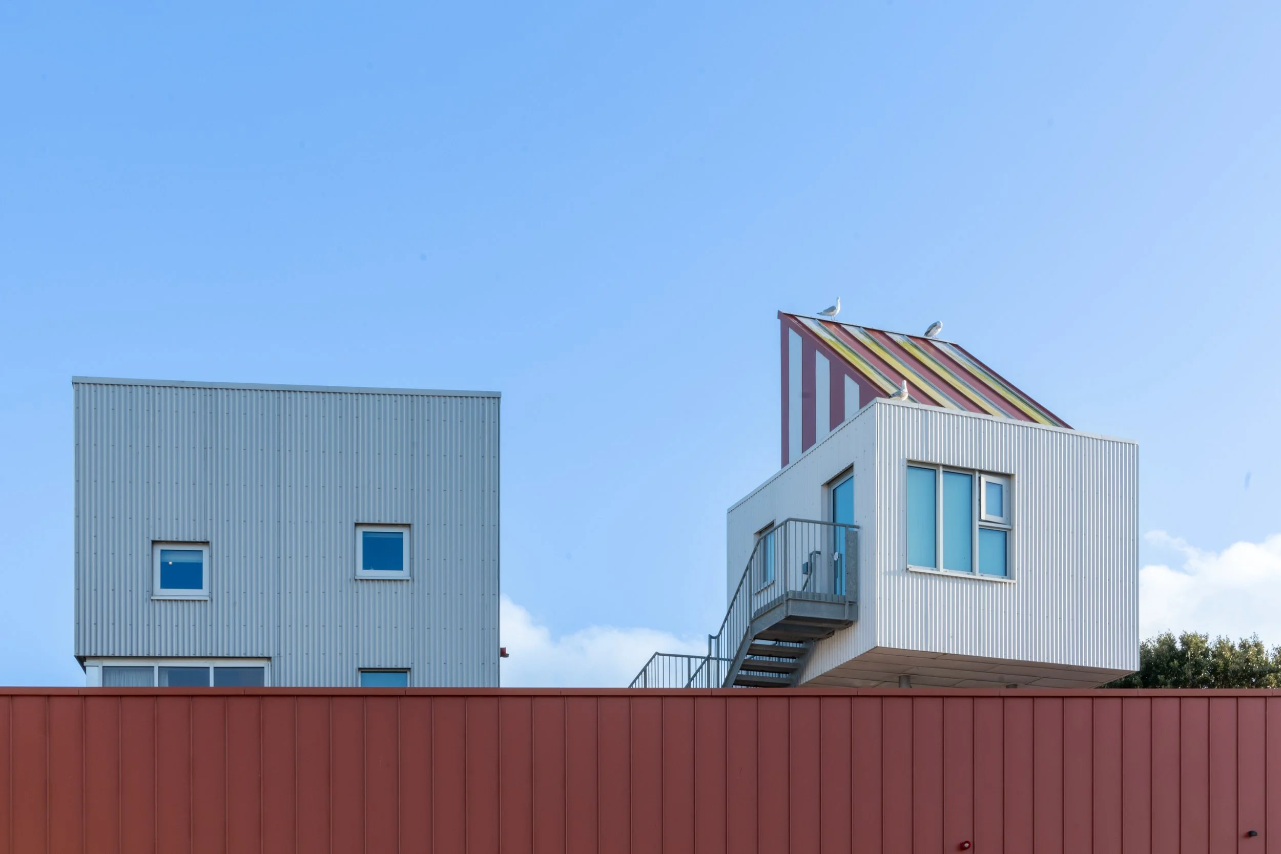 East Quay Watchet exterior view of pod with external stairs