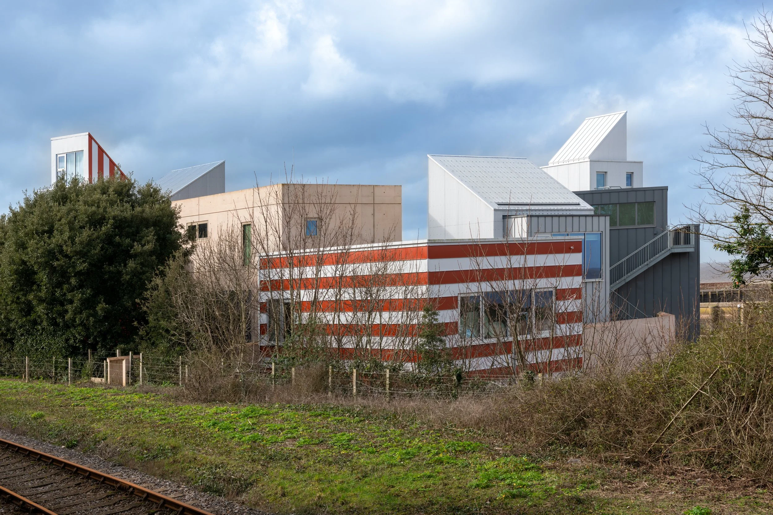 East Quay Watchet exterior view with railway line and landscape