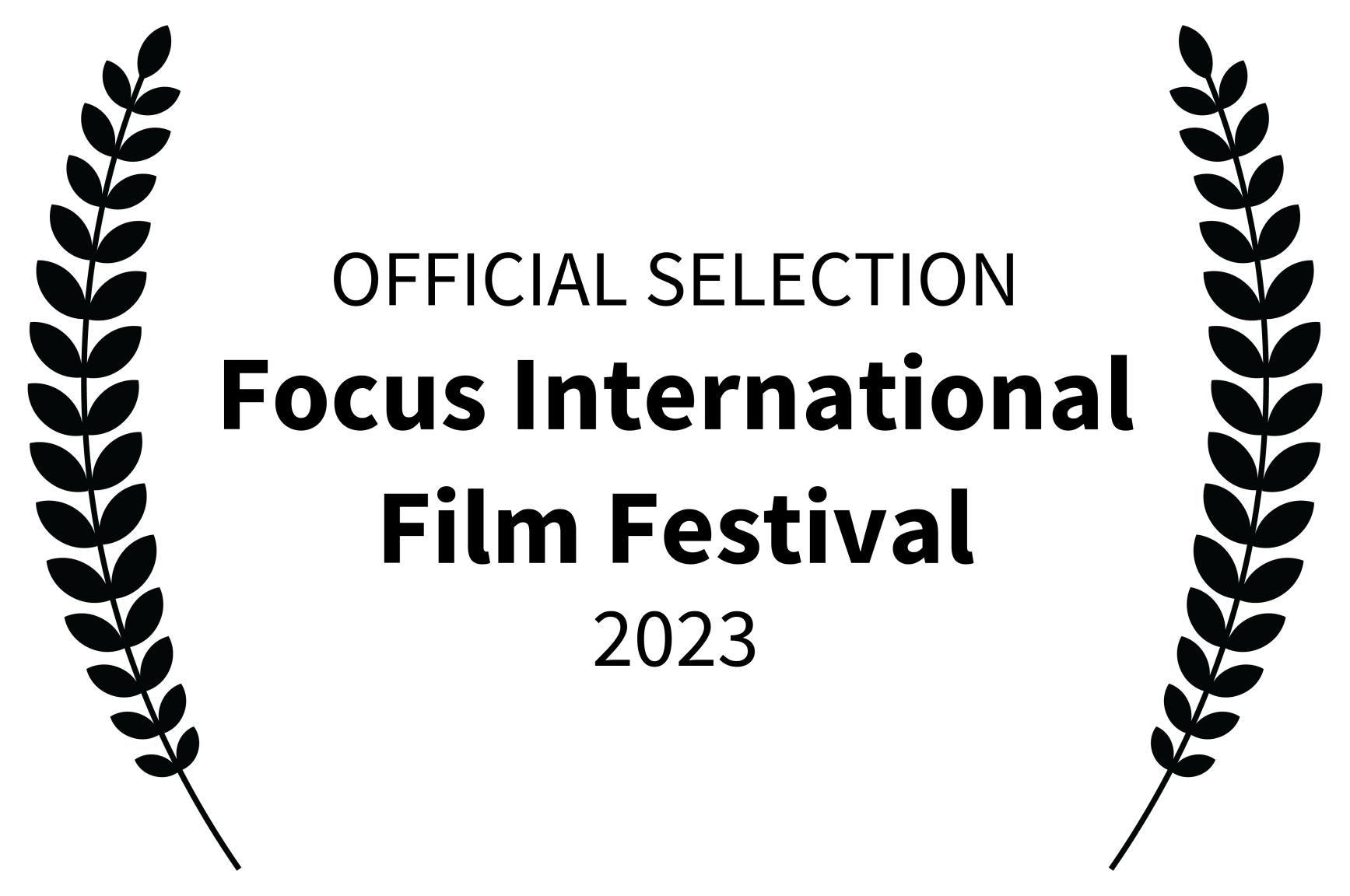 Black background with dark laurel branches framing both sides