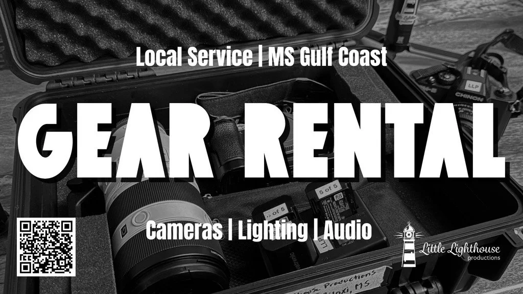 Skip the shipping fees and the waiting - Little Lighthouse Productions offers local gear rentals across the Mississippi Gulf Coast - giving filmmakers and creators instant access to the tools they need for professional results.

With over 8 years of 