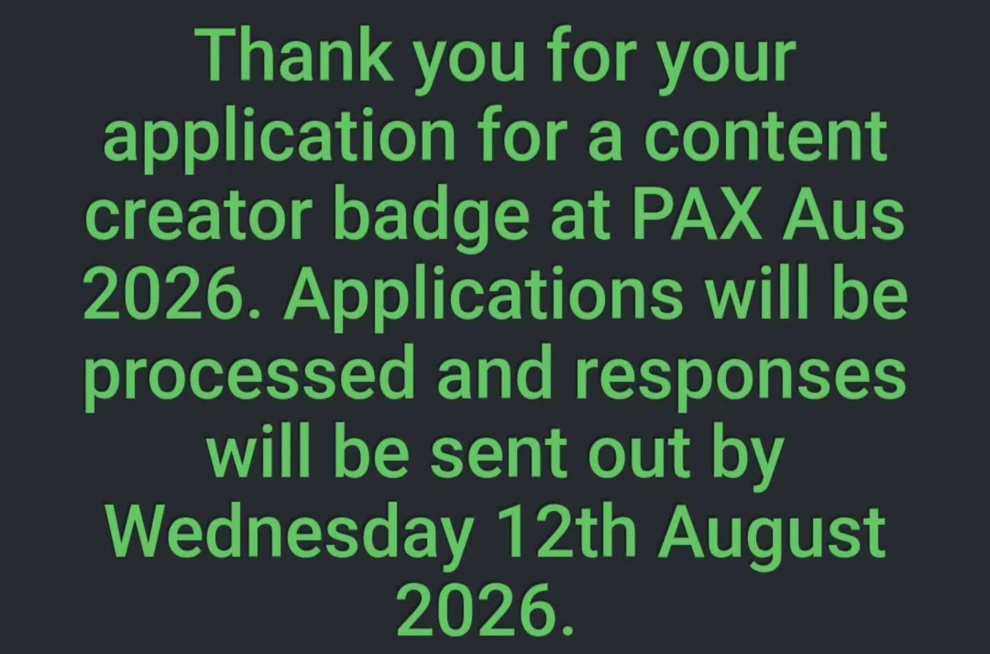 I've applied for the @paxaus Creator Badge! 

I plan on doing so much more than last year!

#paxaus
