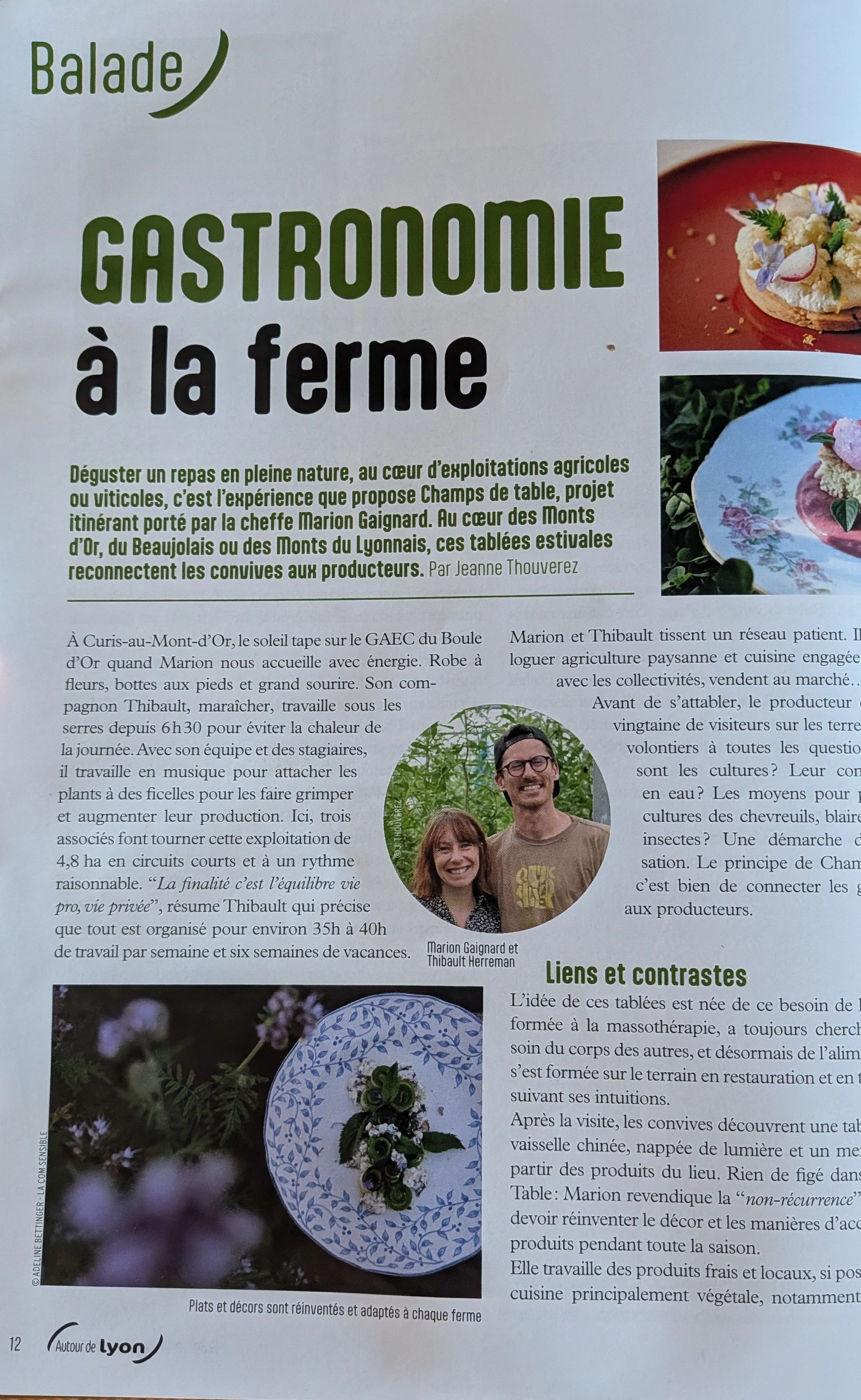 article de presse champs de table
