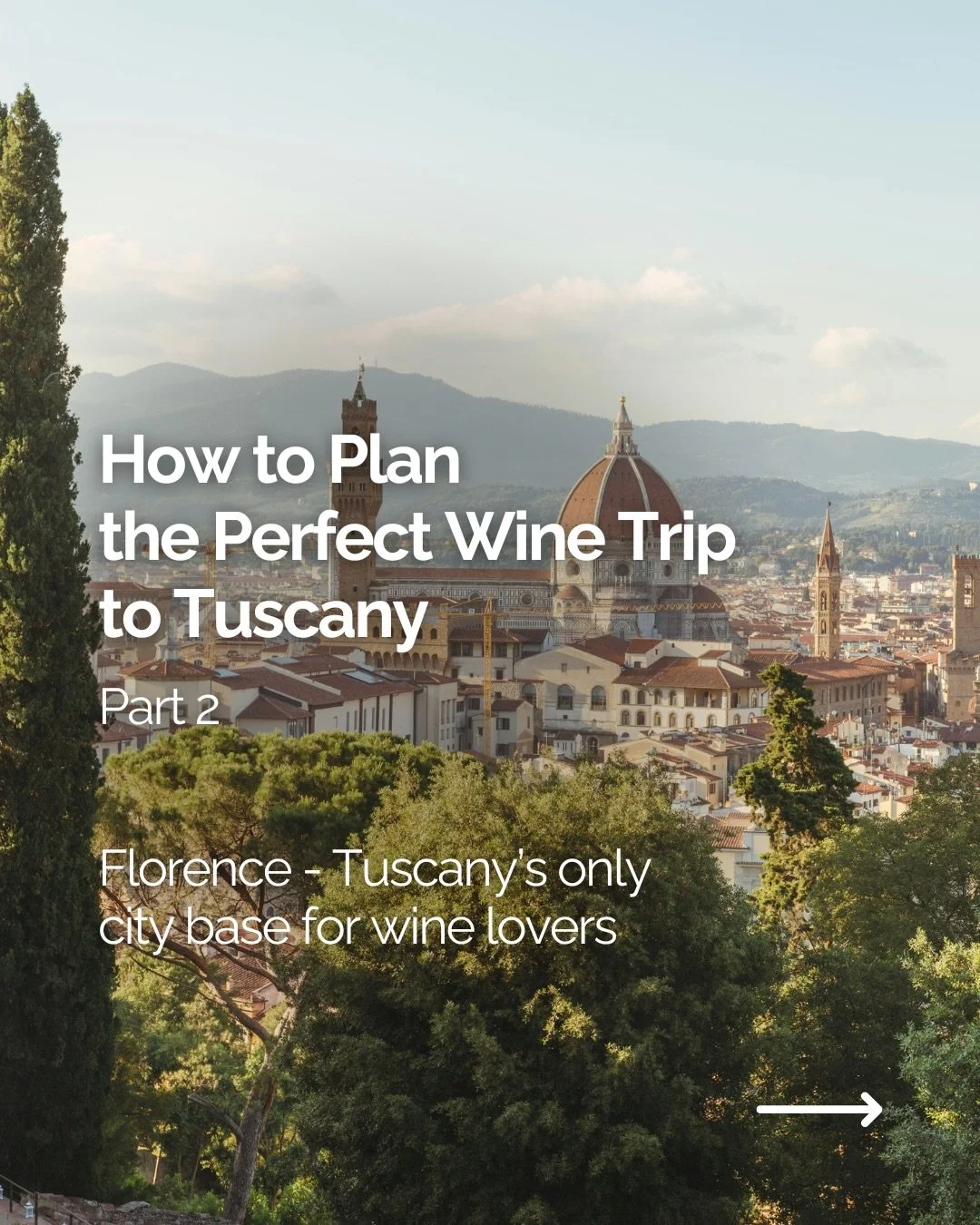 Florence is both a grand destination in itself, as well as the gateway to your dream Tuscany wine trip! 🇮🇹

You get one of Europe&rsquo;s most beautiful cities, art, architecture, shopping and iconic food, with some of Italy&rsquo;s best wine count