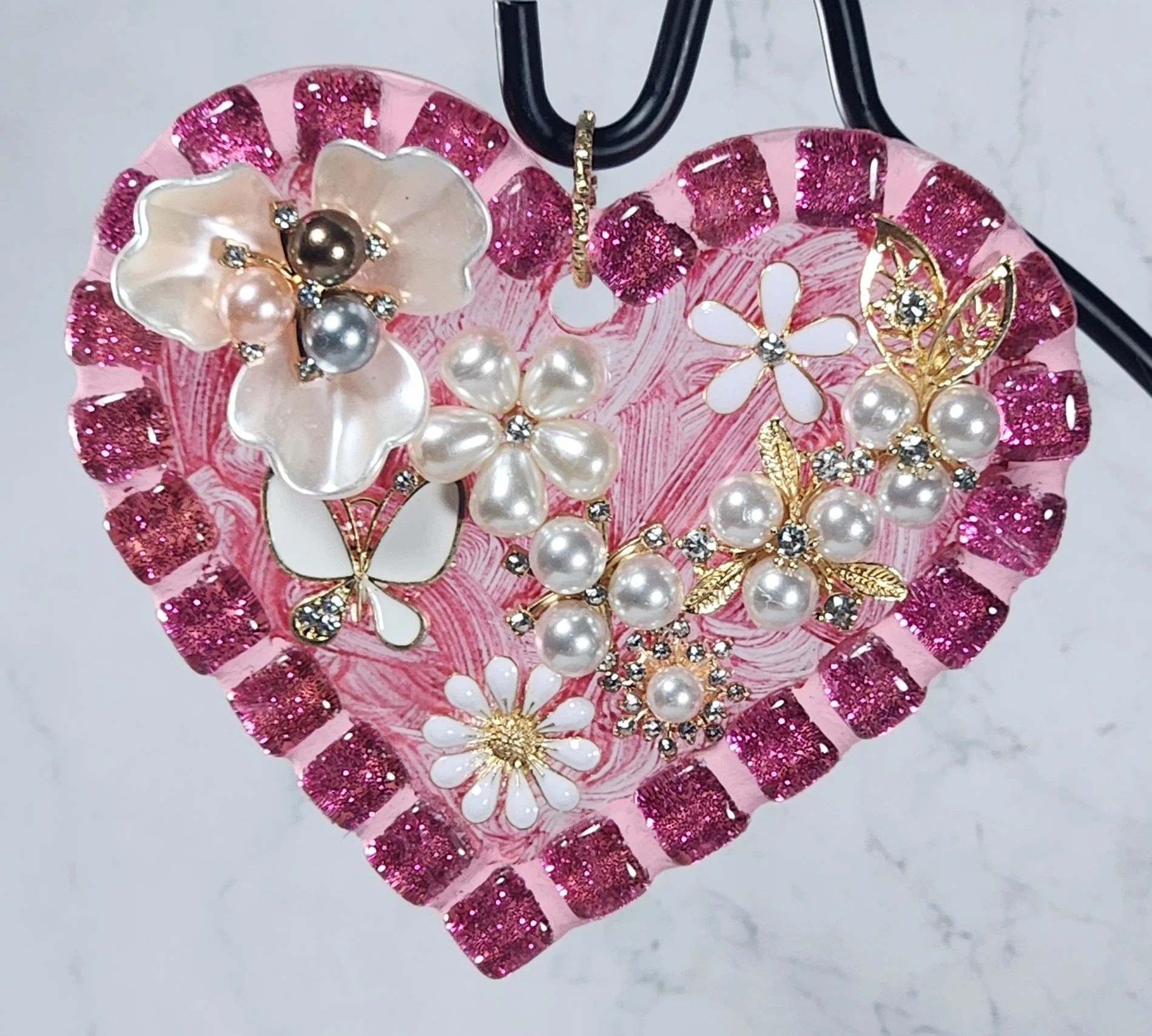 "Luminous Hearts #12" suncatcher