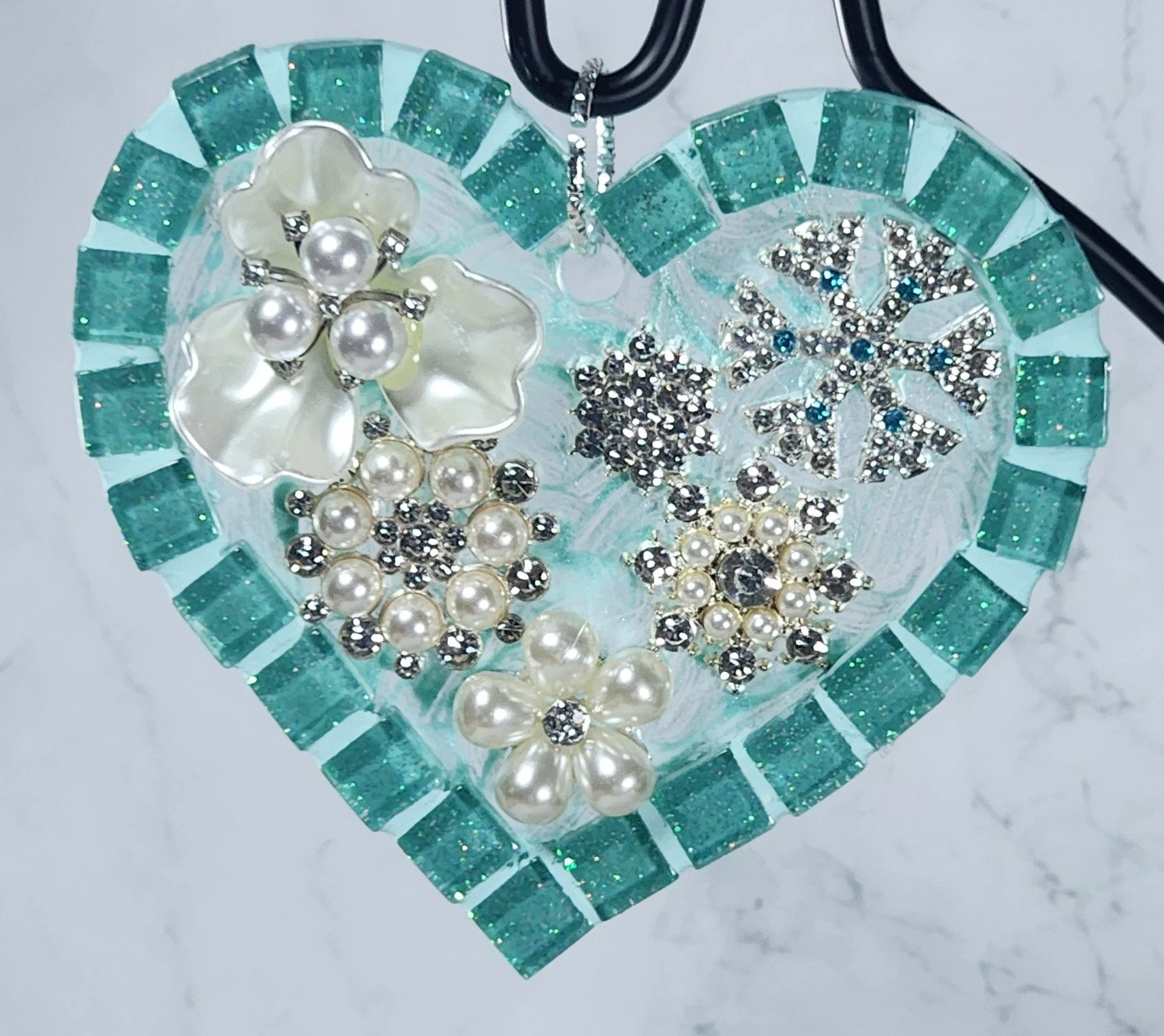 "Luminous Hearts #9" suncatcher