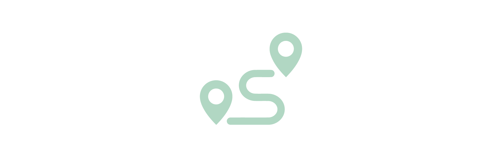 Map with two location pins connected by a path.