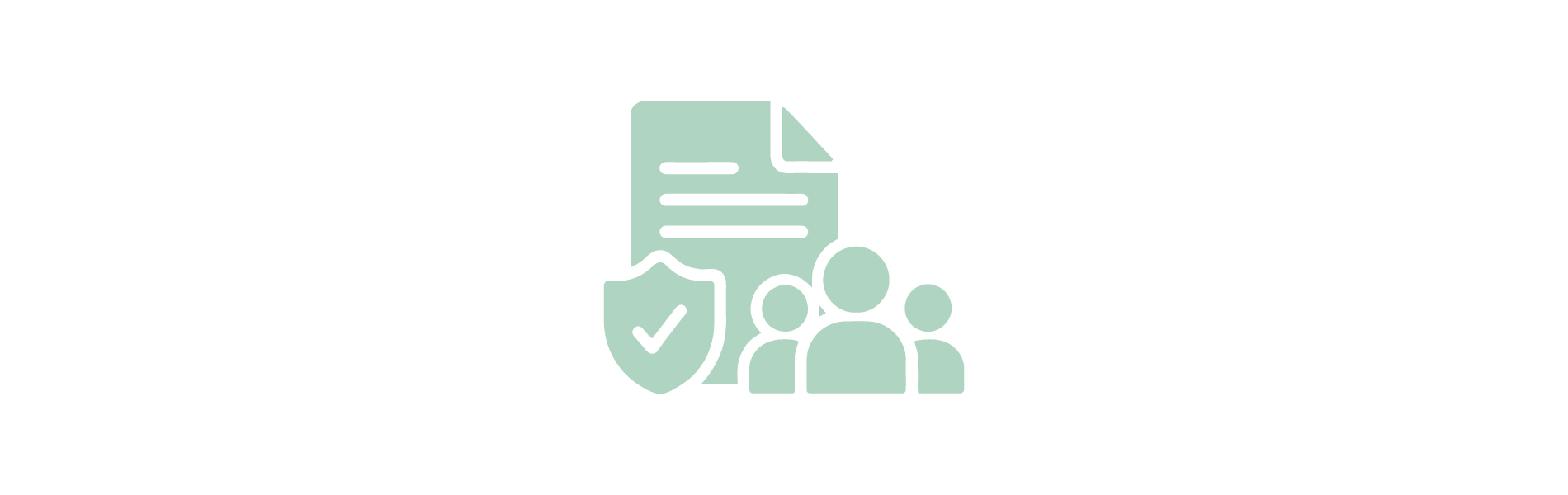 Illustration of a document, shield with a checkmark, and group of people, representing security and privacy.
