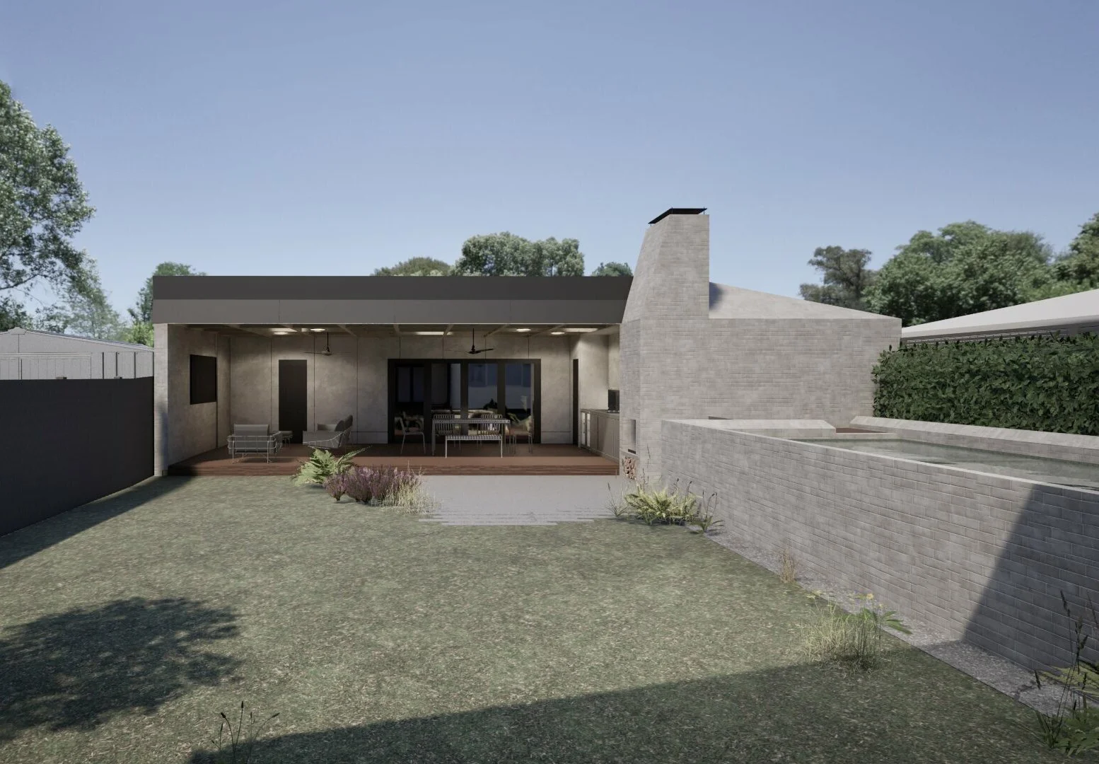 Geelong architecture, Surfcoast architecture, Melbourne architecture, residential architecture, landscape architecture, backyard design, pool design, outdoor living, alfresco design, outdoor kitchen, outdoor fireplace