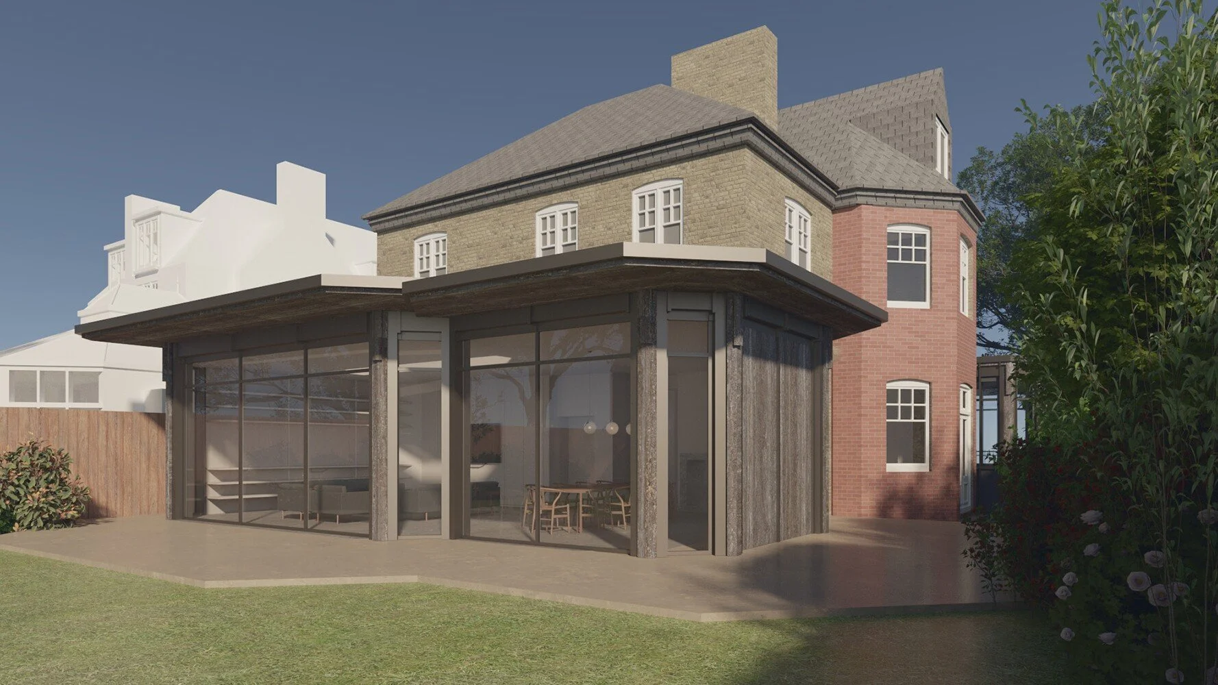 Heritage architecture in London with modern extension