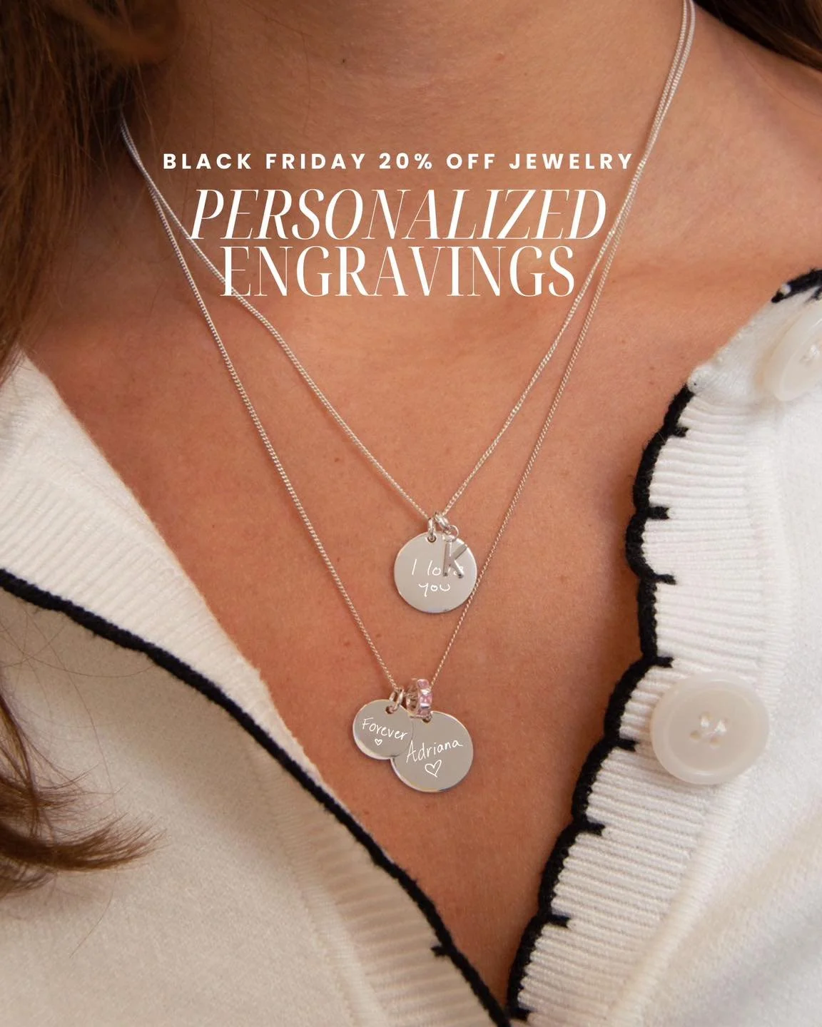 Happy Black Friday 🖤 Take 20% off all jewelry (except solid gold), with custom engravings like pet portraits, birth flower bouquets, handwriting, pet portraits &amp; more. No code needed &mdash; discount applies at checkout!

#charmjewelry #engraved