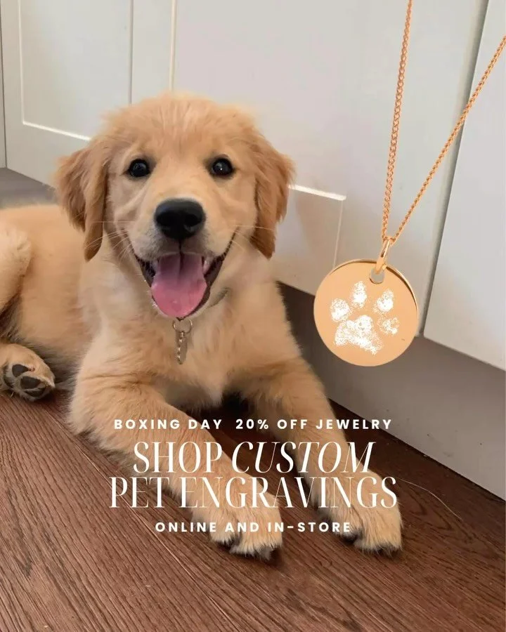 Our 20% off Boxing Day Sale is here for online and in-store! Treat yourself to a little sparkle to celebrate the end of 2025. Discount automatically applied at checkout, sale does not include solid gold or apparel. Sale ends Dec 29th!!!