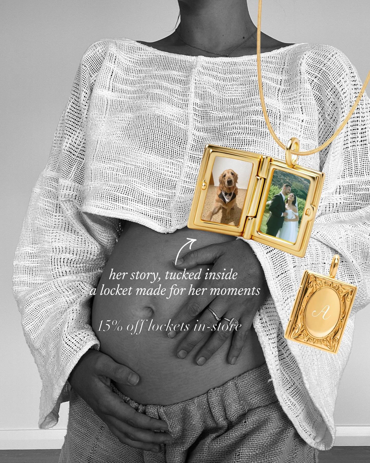 a little place to hold what matters most 🤍

Our lockets fit 2 photos inside, with the option to add her initials on the front or a custom engraving on the back. Last day to shop 15% off lockets in-store for Mother&rsquo;s Day!
