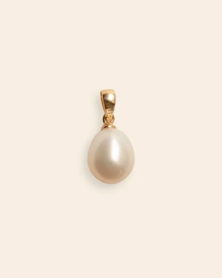 10k Solid Gold Organic Pearl Pendant