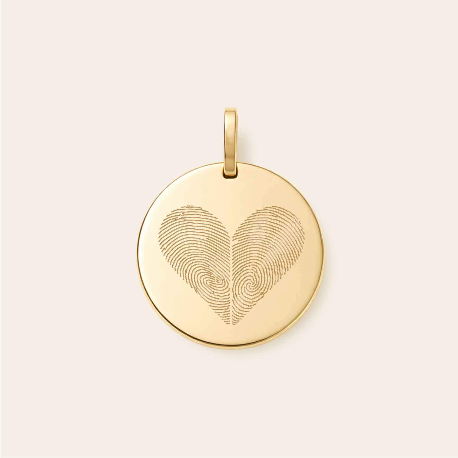 Solid Gold Custom Heart Fingerprint Necklace