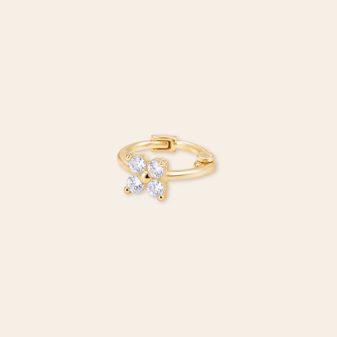 Solid Gold Dainty Flower Helix Hoop