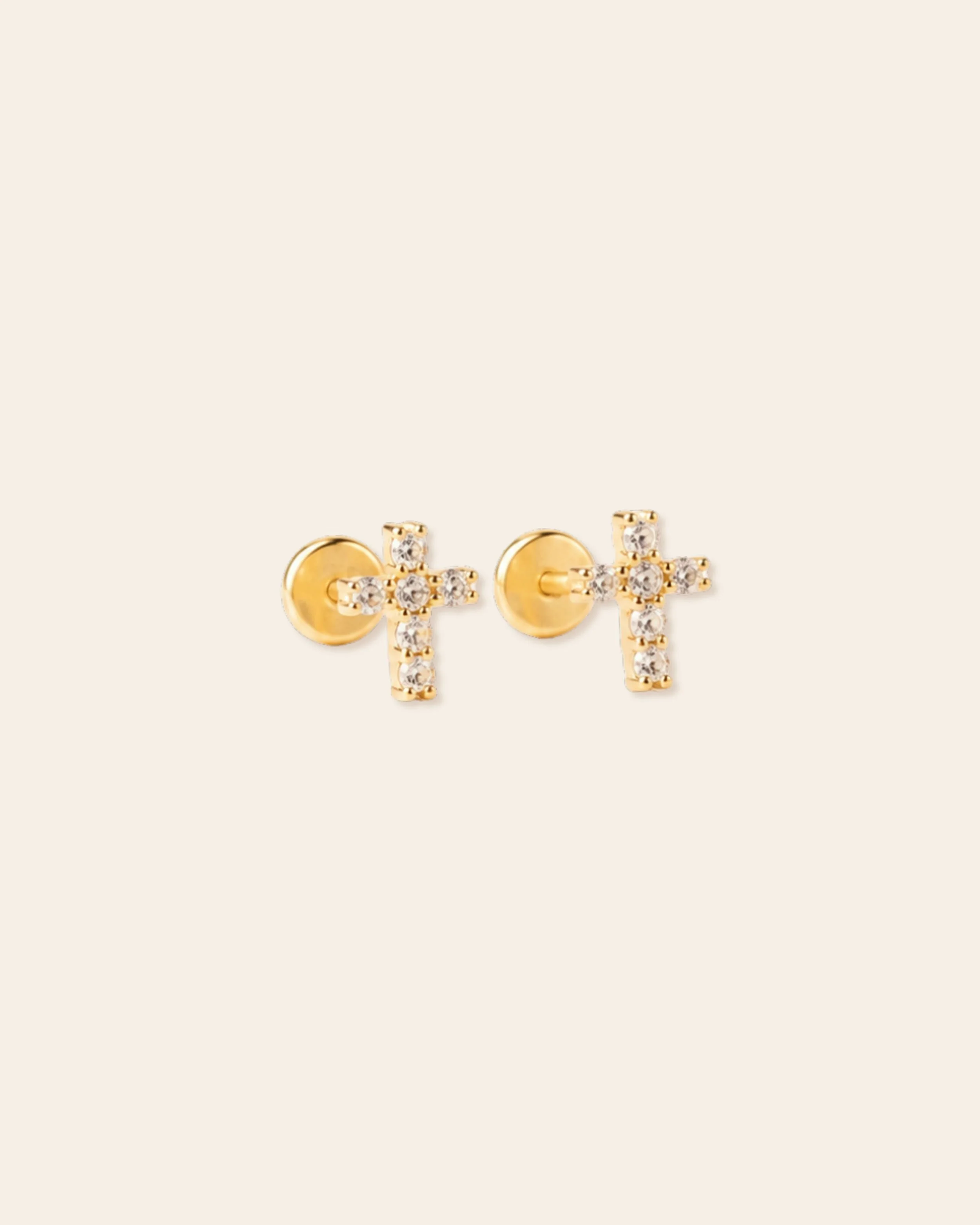 Cz Cross Flat Back Stud