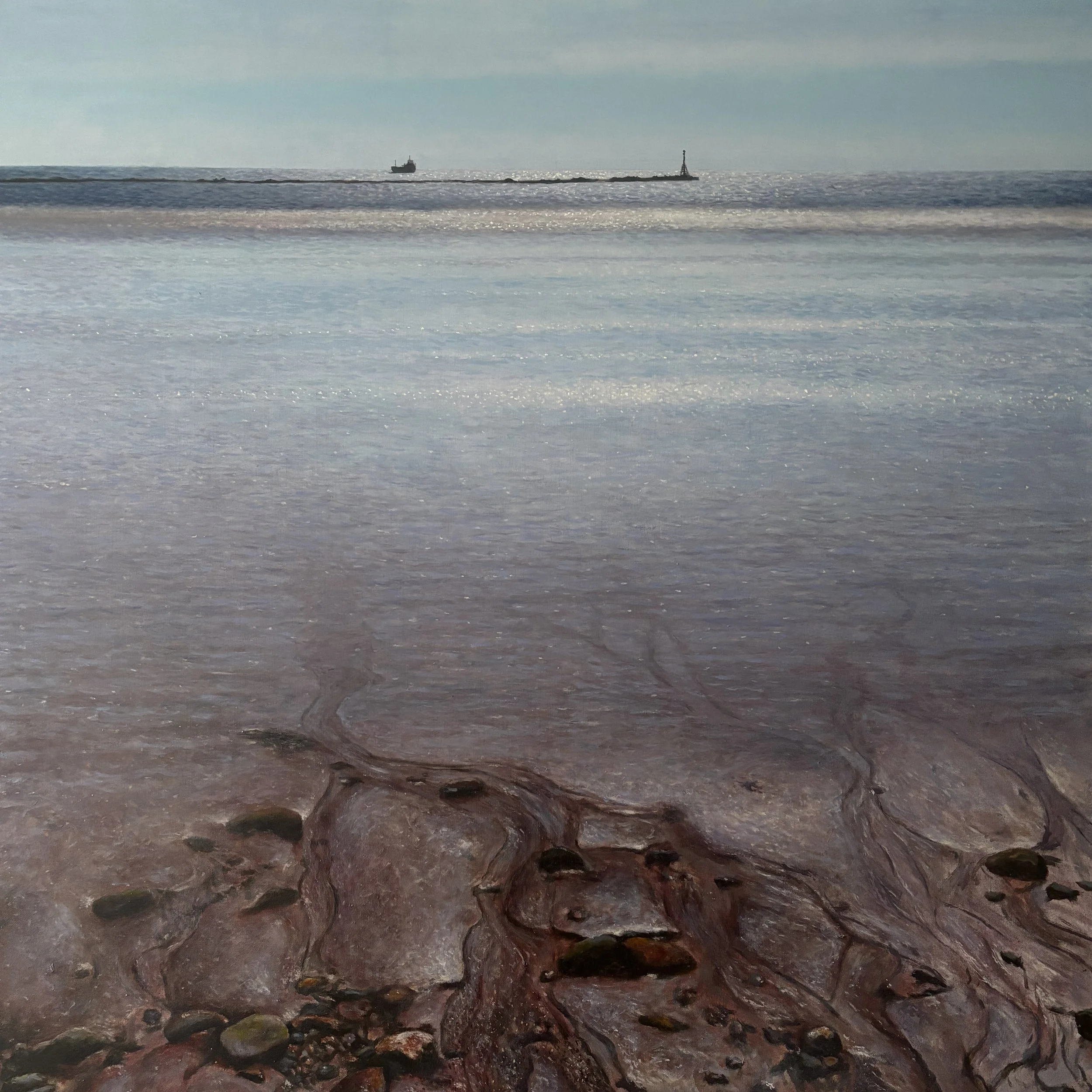 Beach stones and rivulets, Long Rock. 75x75cm  oil on canvas. 2026
Available soon.
