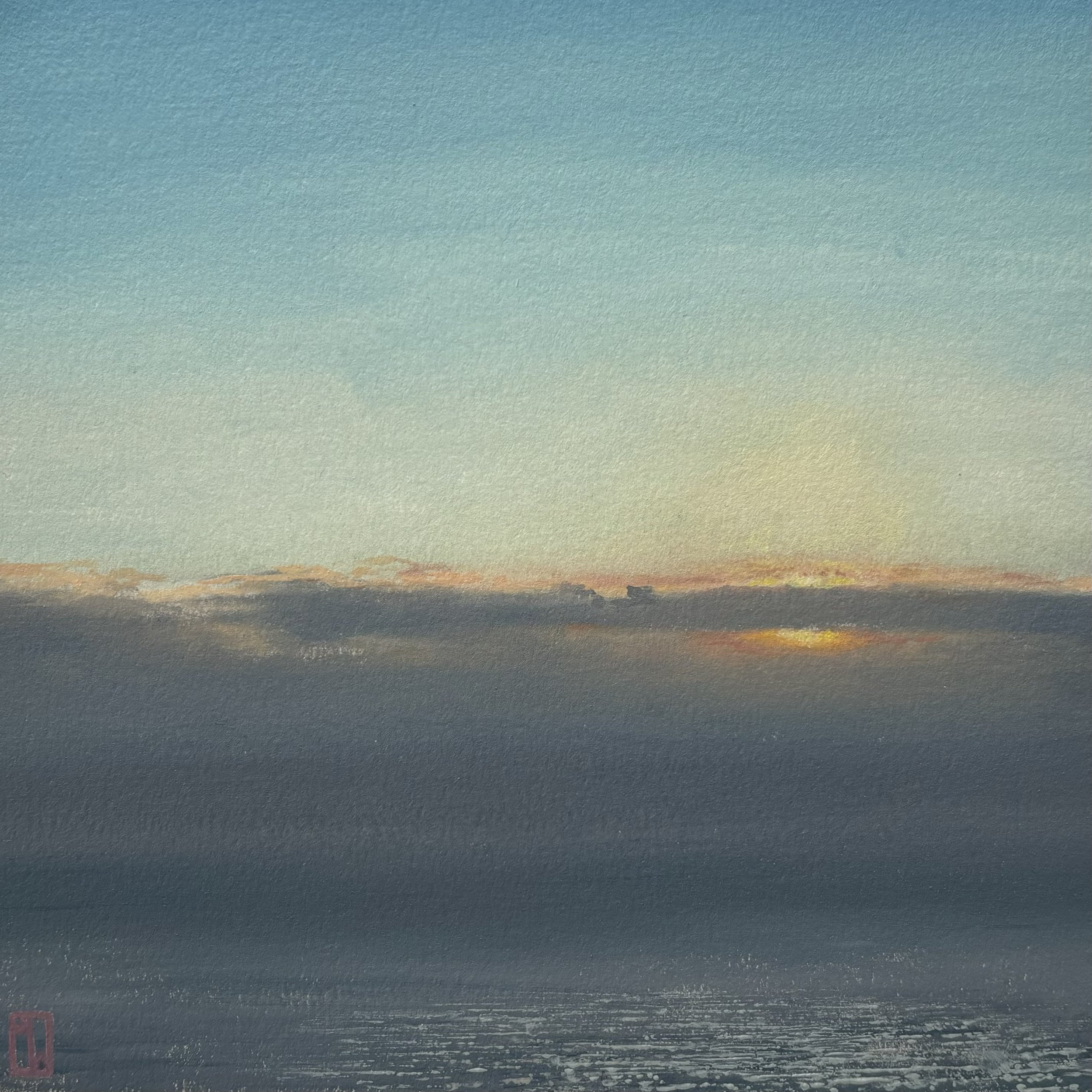 Clifftop sunset, Polurrian. 22x22cm oil on paper. October 2024