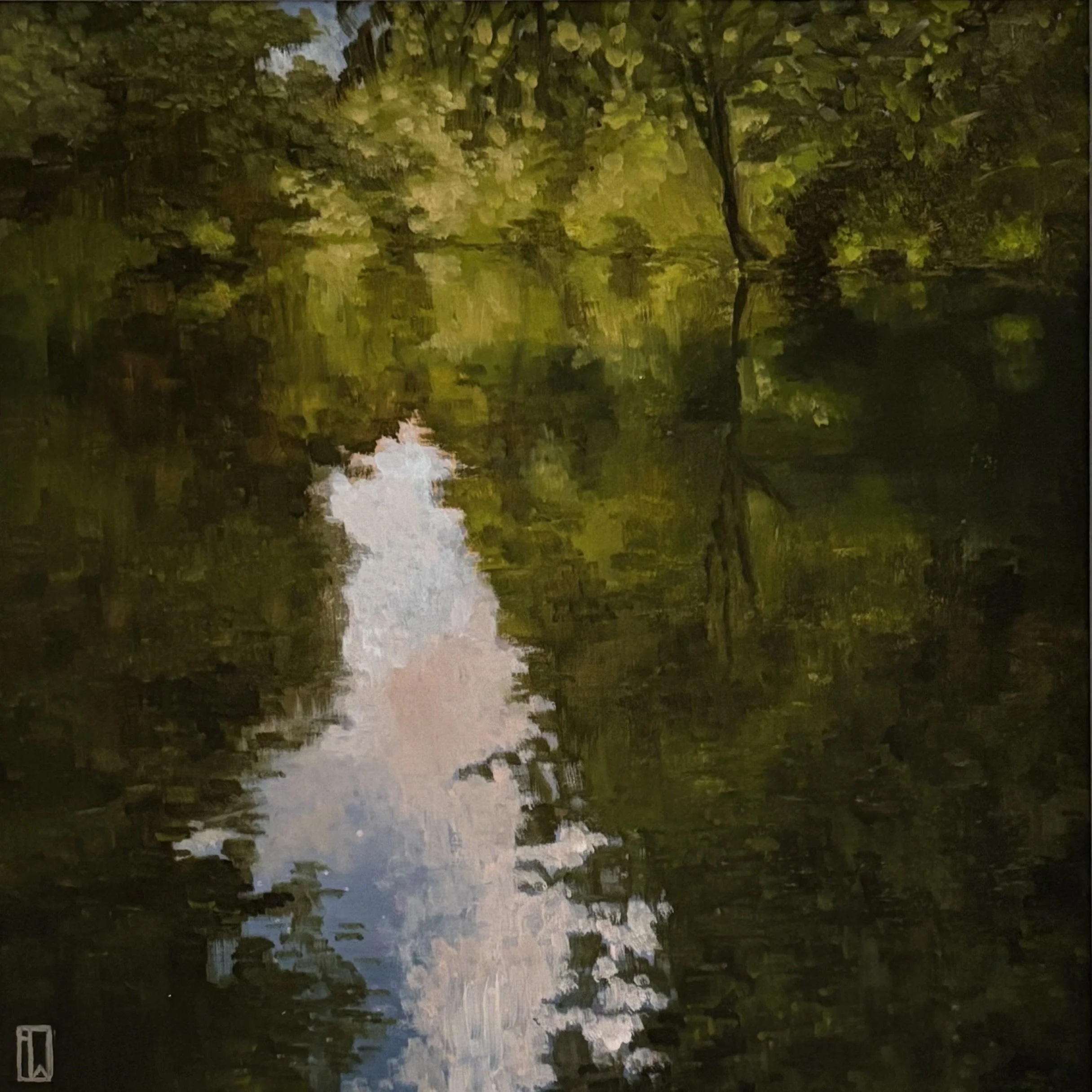 Downstream of Welford on Avon, 25x25cm oil on board. £375.00