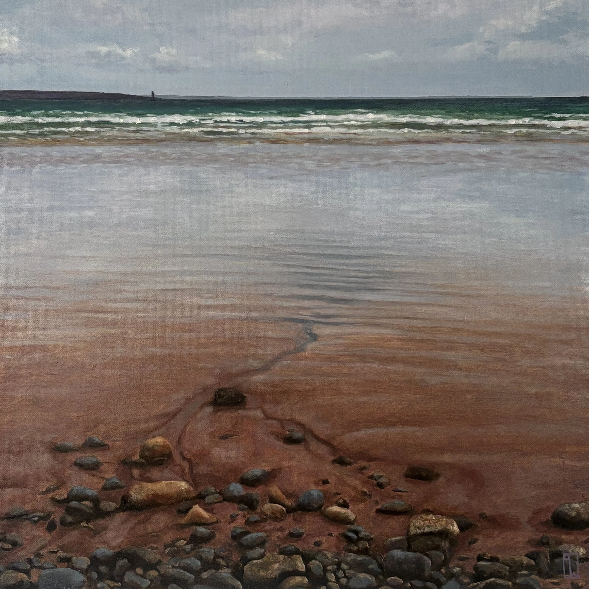 Promenade beach, Penzance, low tide. 40x40cm oil on canvas panel. 2026
Available soon.