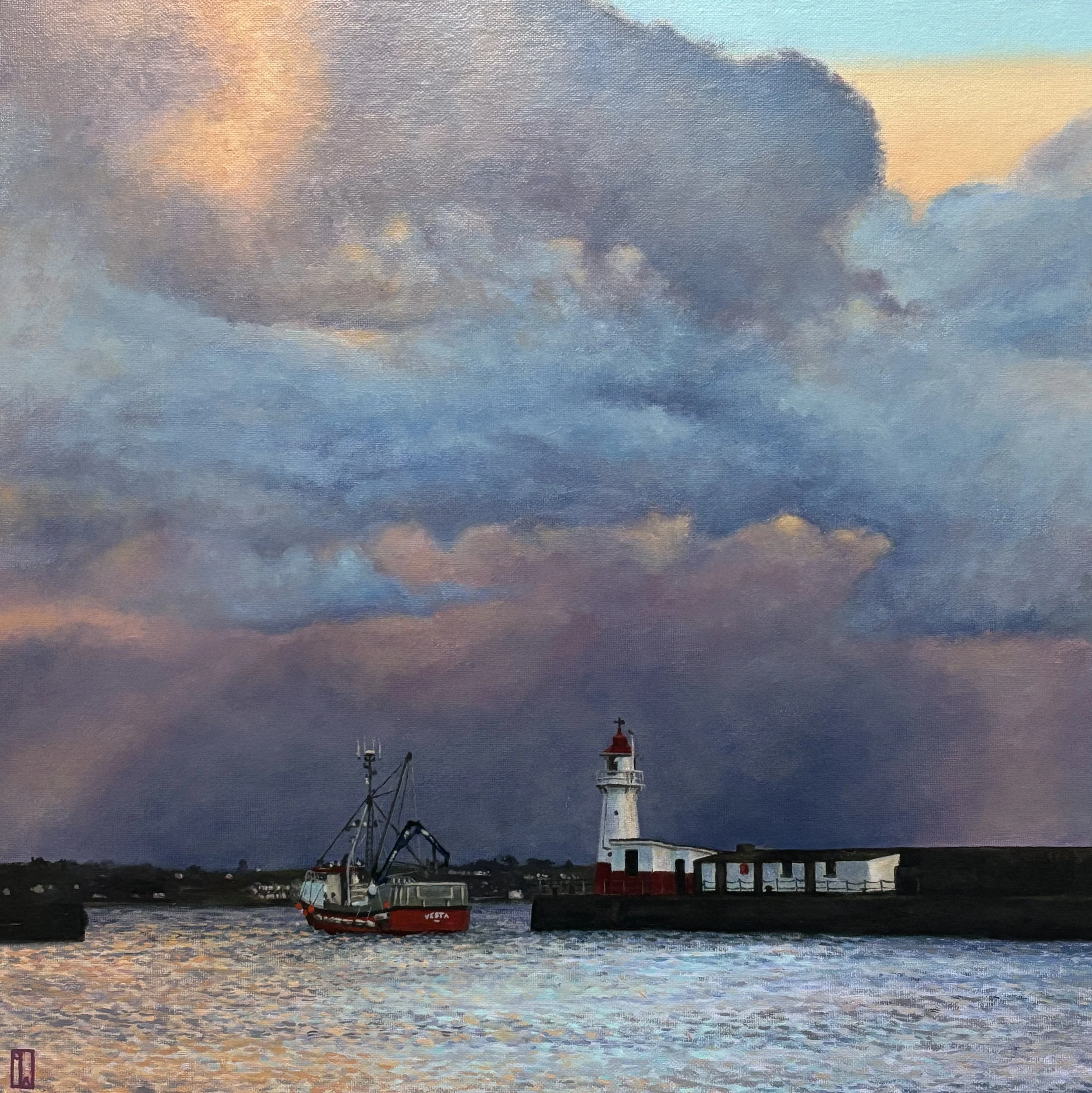 PZ183 ‘Vesta’ heading out through the gaps, 40x40cm, oil on canvas, 2026. 
Available soon.