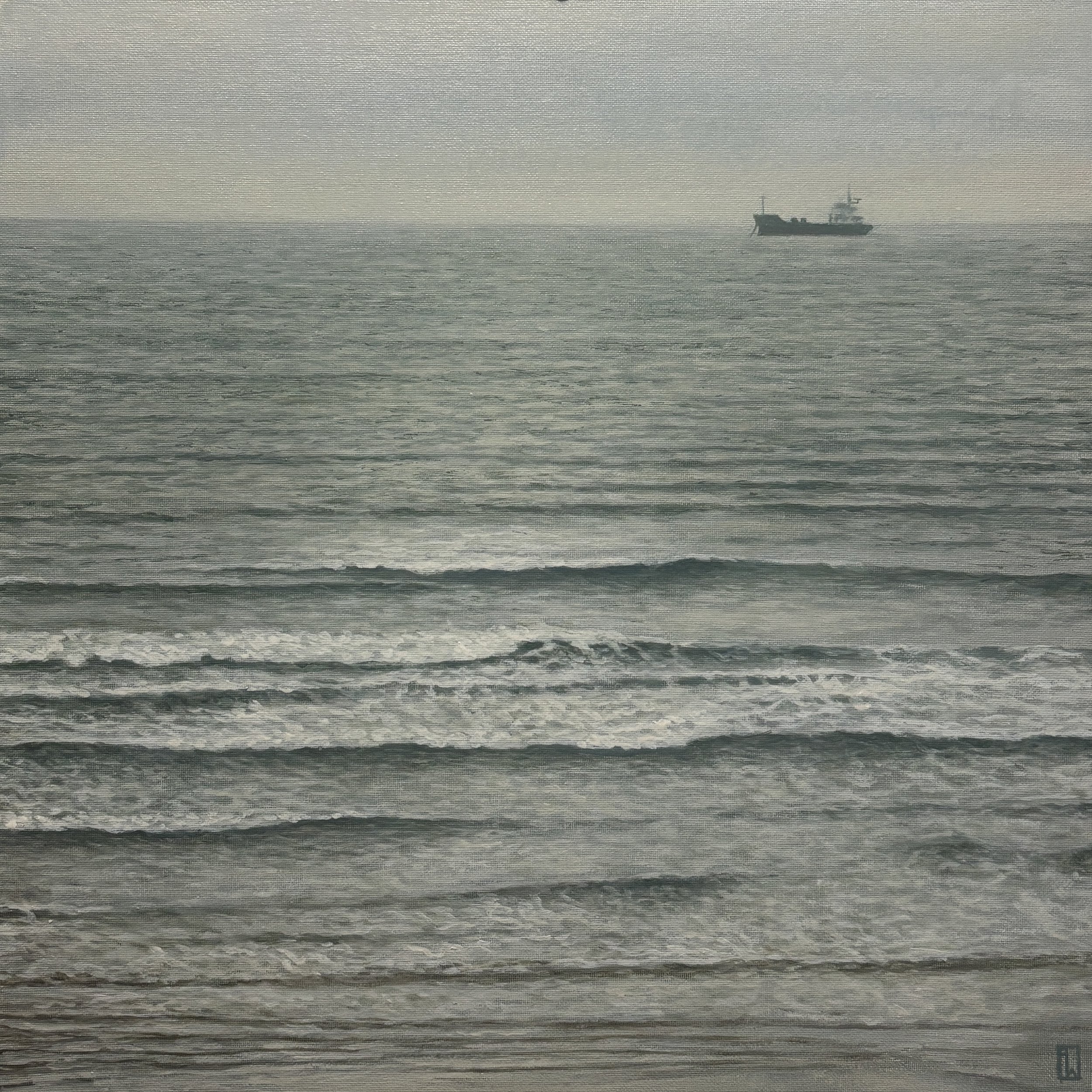 Grey shore, Eastern green Penzance. 40x40cm oil on canvas panel.