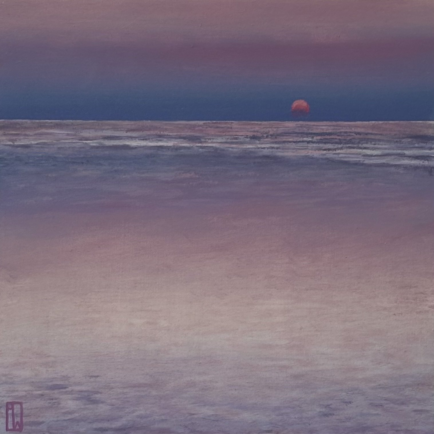 Sinking sun, low tide. 20x20cm oil on board. Available soon.